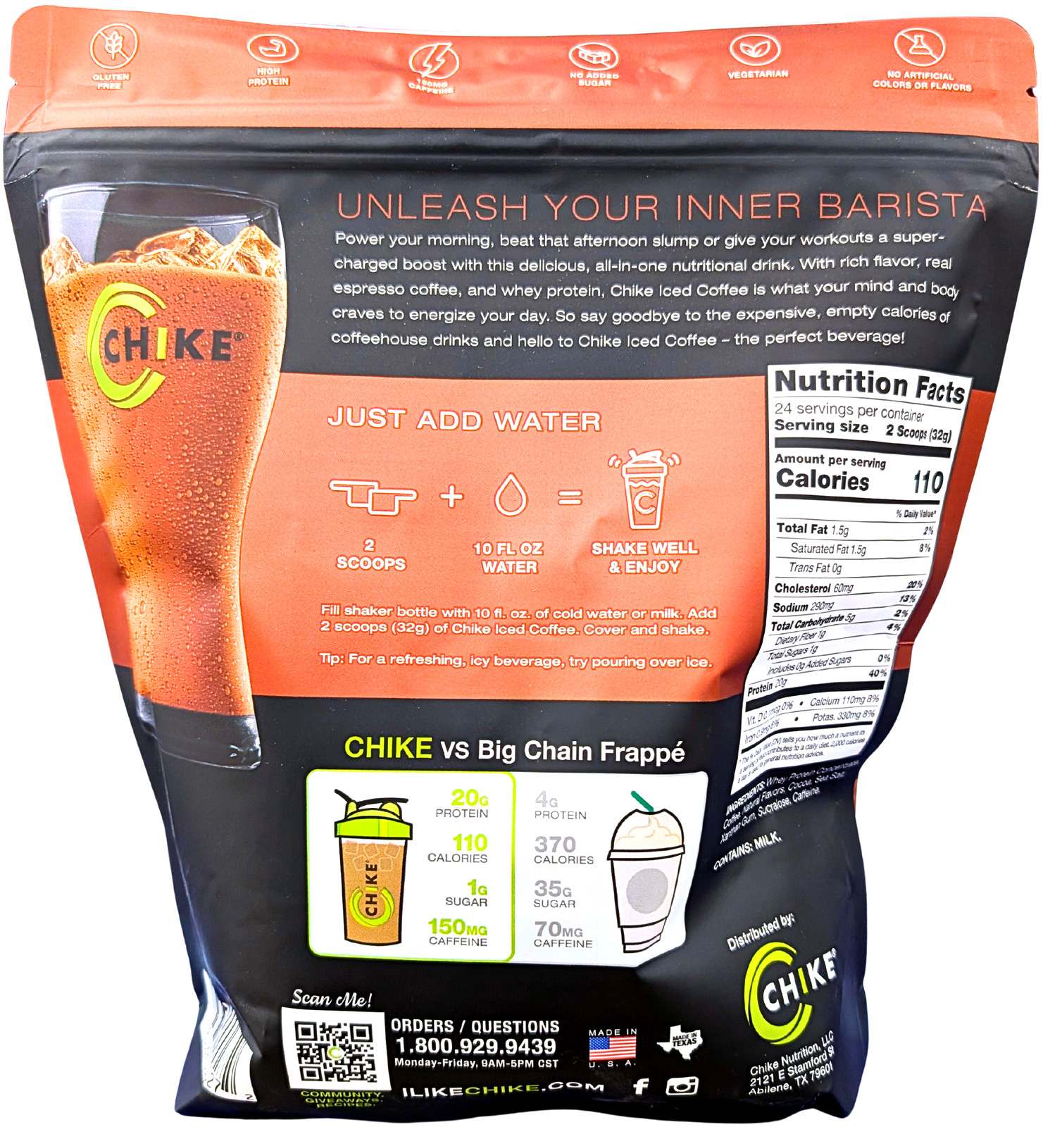 Chike Iced Coffee 20g Whey Protein Powder Mocha 27.1 Oz.EXP 08/2027