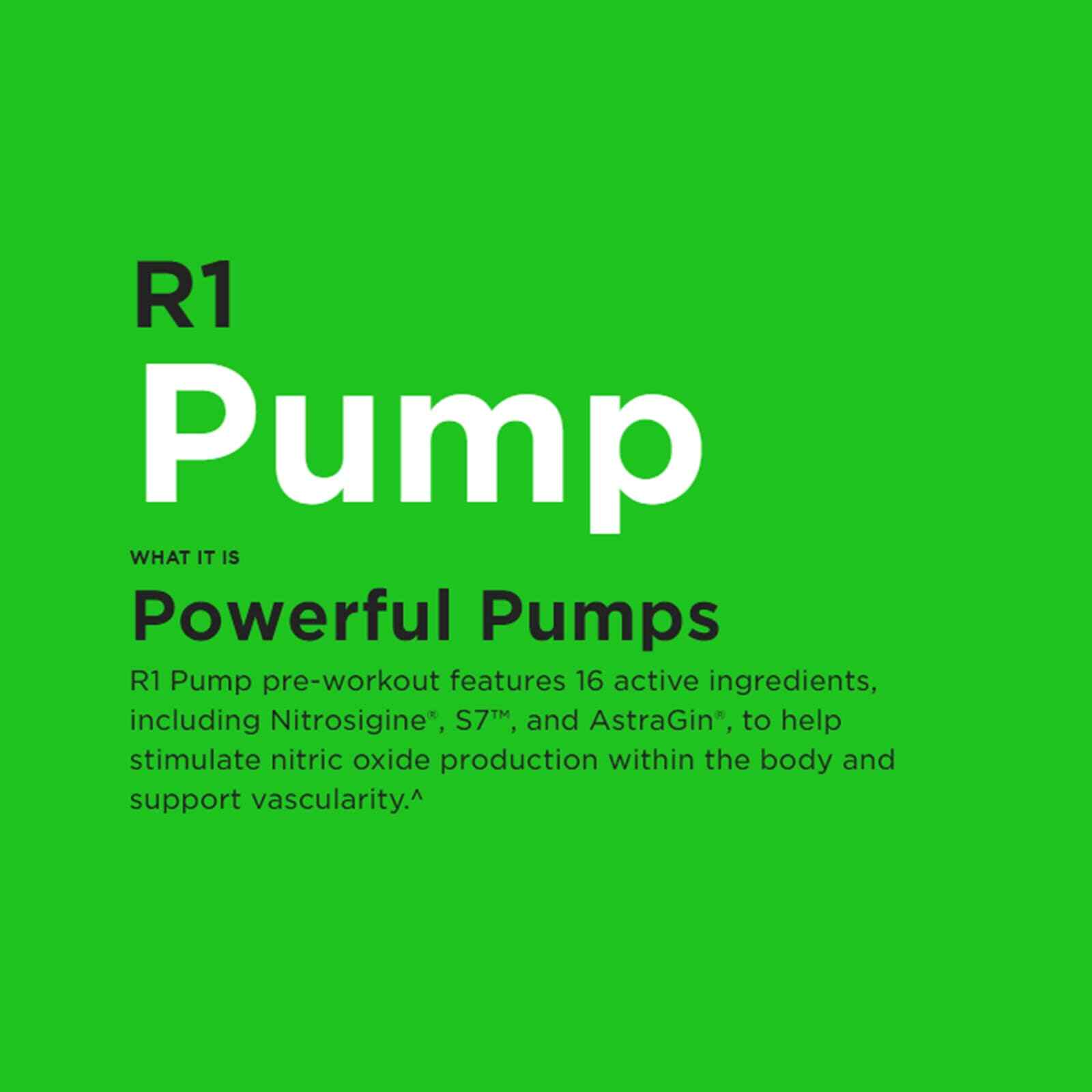 RULE 1 Pump 30 serv Blue Razz Lemonade Stimulant Free Pre Workout 315g