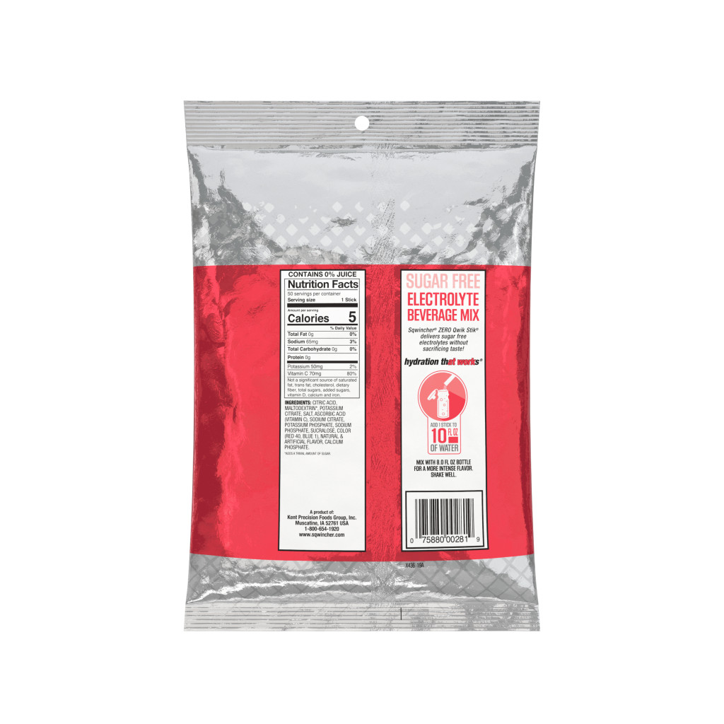 Sqwincher Qwik Stik – Fruit Punch – 10 oz Yield ZERO Sugar Powder Mix