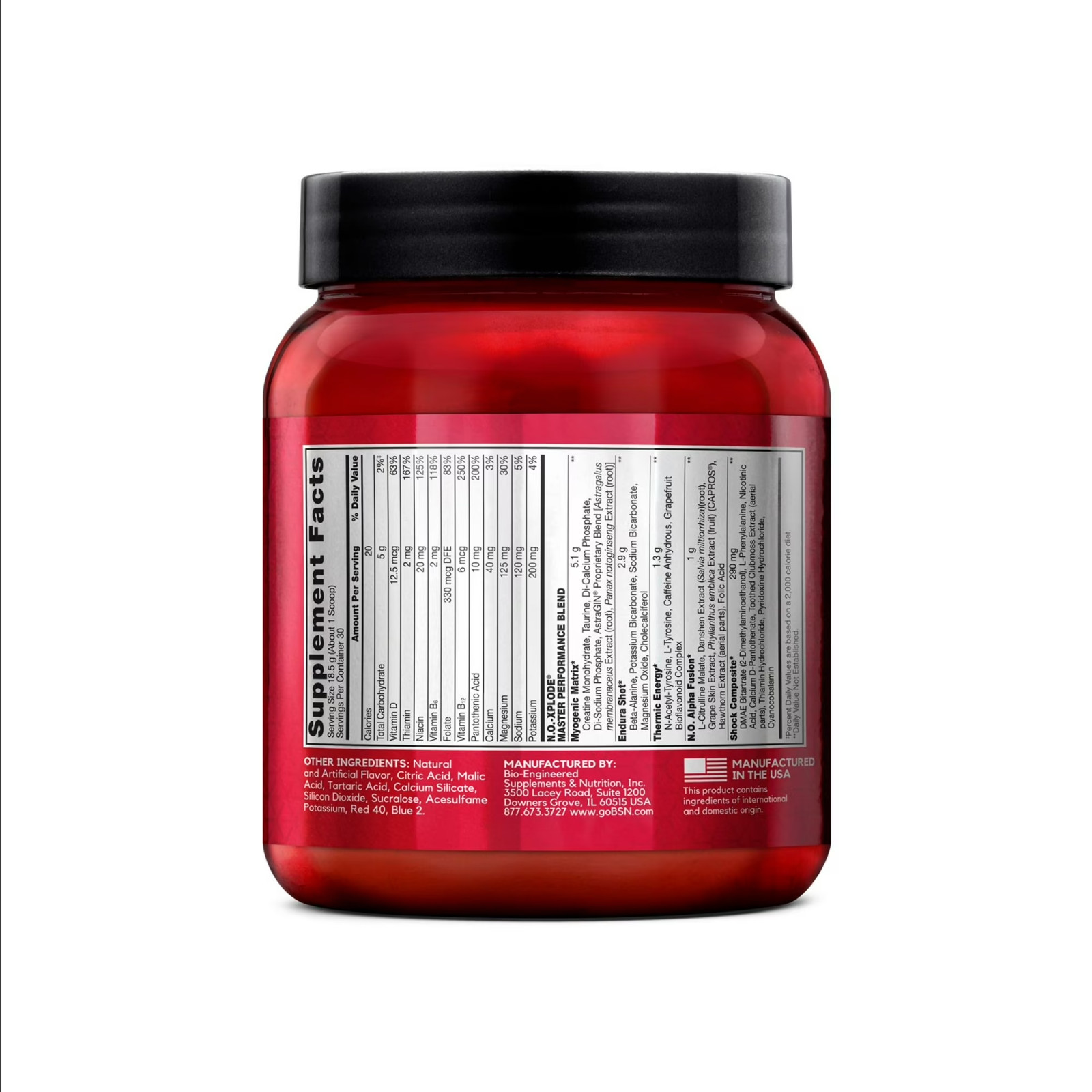 BSN N.O.-XPLODE Pre Workout Powder Grape Energy Focus Endurance 30 Servings
