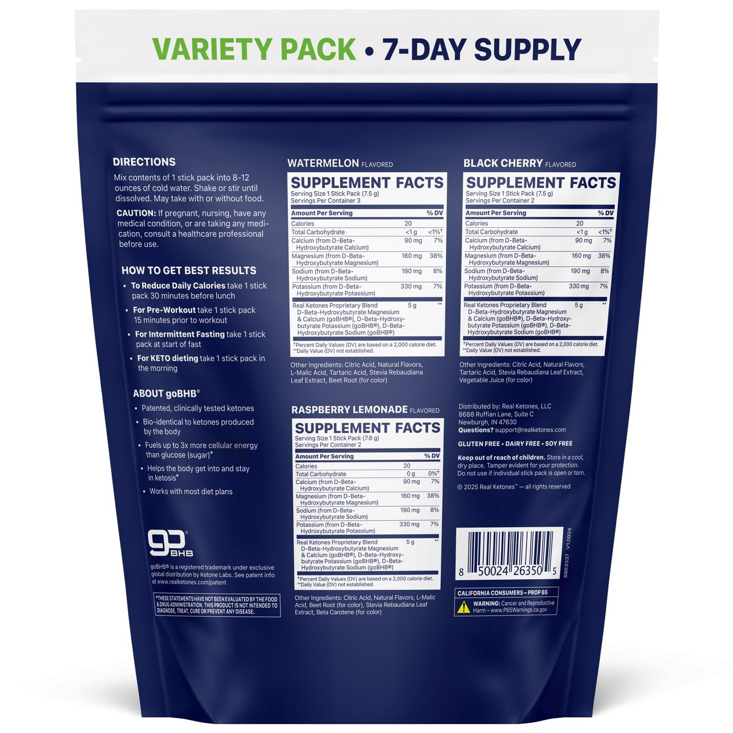 Real Ketones BHB Exogenous Ketones Drink Mix Packets Keto Electrolytes Powder