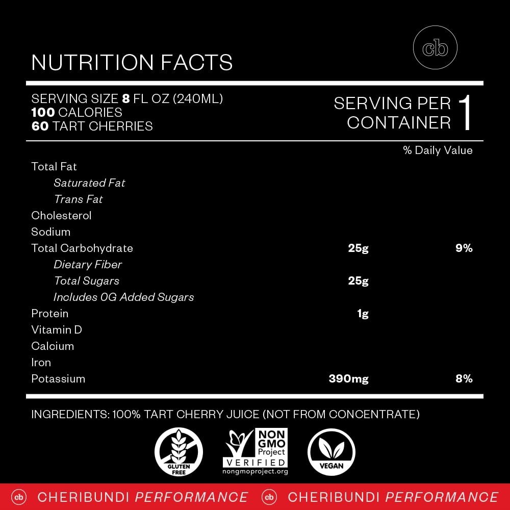 Cheribundi Tart Cherry Juice 8 fl oz 24 Pack | Natural Recovery Sleep Drink USA