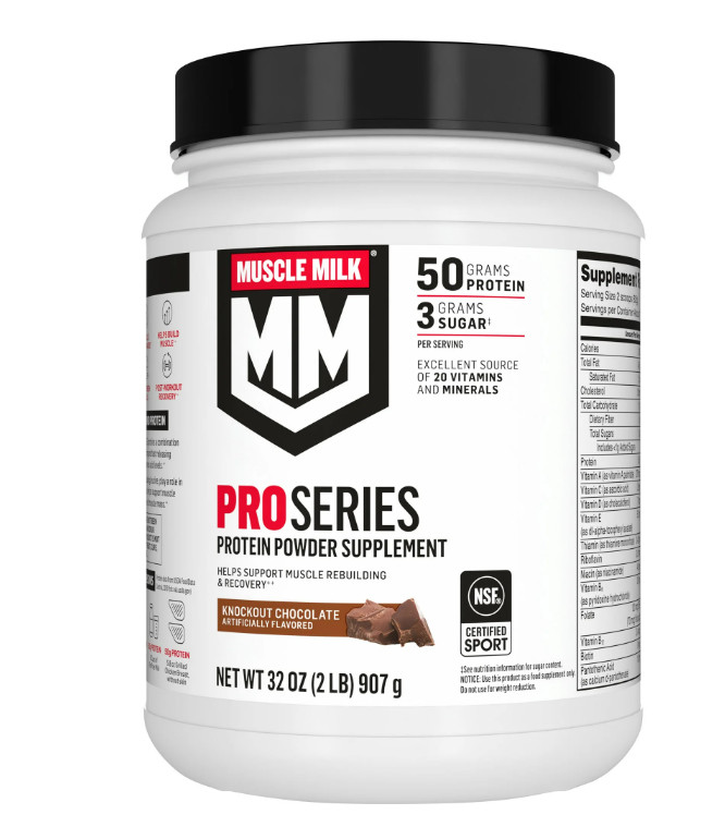 Muscle Milk Pro Series Protein Powder Knockout Chocolate 2LB 50g Protein