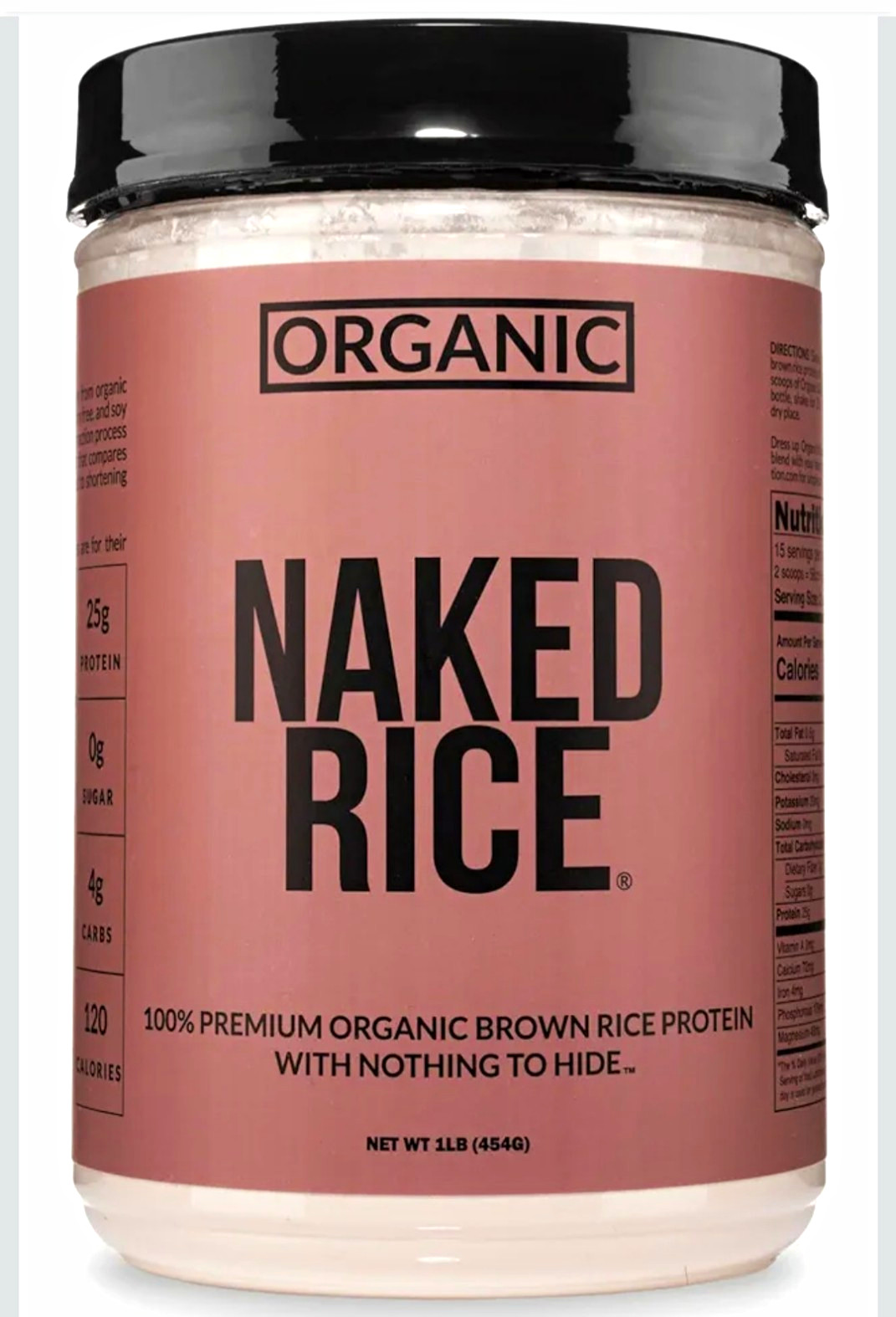 Naked Nutrition Organic Brown Rice Protein Powder Vegan Unflavored 1 lb