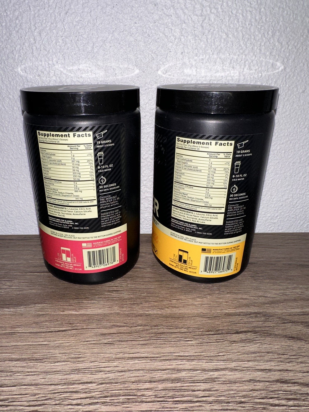 2x Optimum Nutrition Pre-Workout Amplifier Tropical Punch & Citrus Mango 13.4 oz