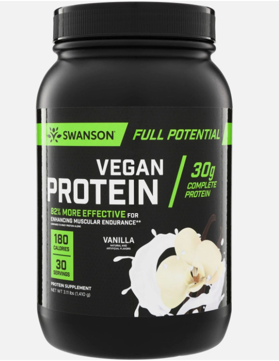 Swanson Full Potential Vegan Protein – Vanilla 30 g protein 3.11 lbs Pwdr
