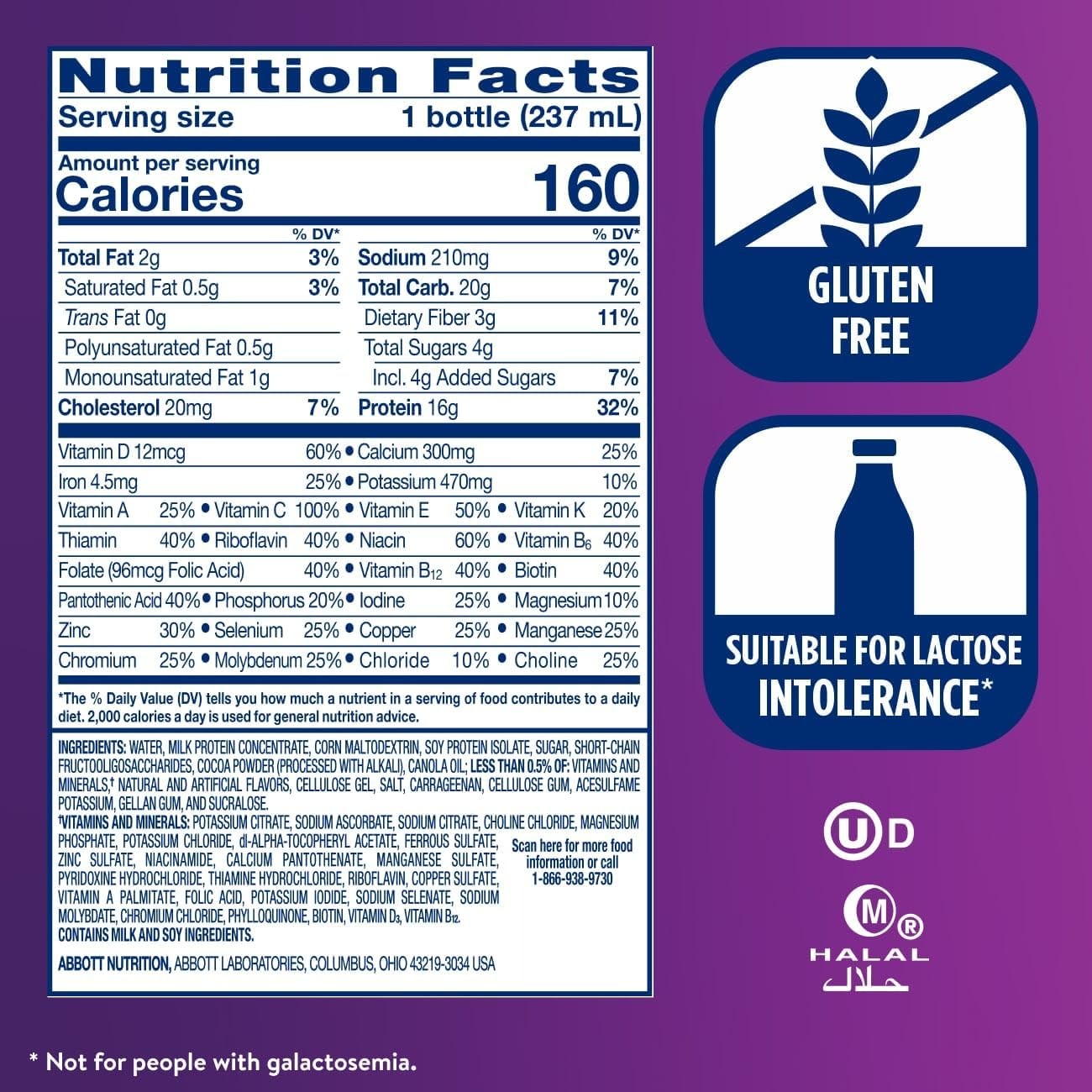 Ensure High Protein Bottled Milk Chocolate Nutrition Shake with Fiber, Ready to