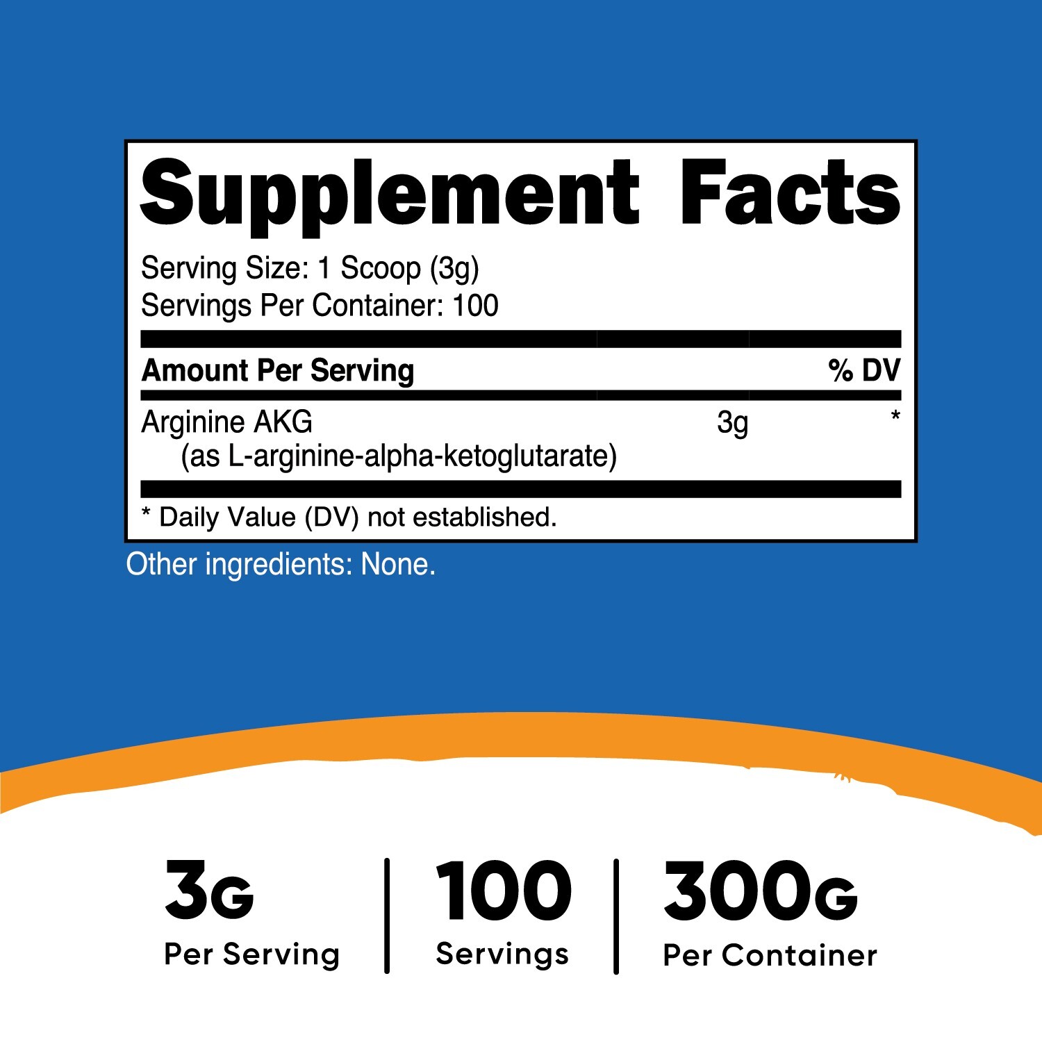 Nutricost Arginine AKG Powder 300 Grams (AAKG) – 3G Per Serving & 100 Servings