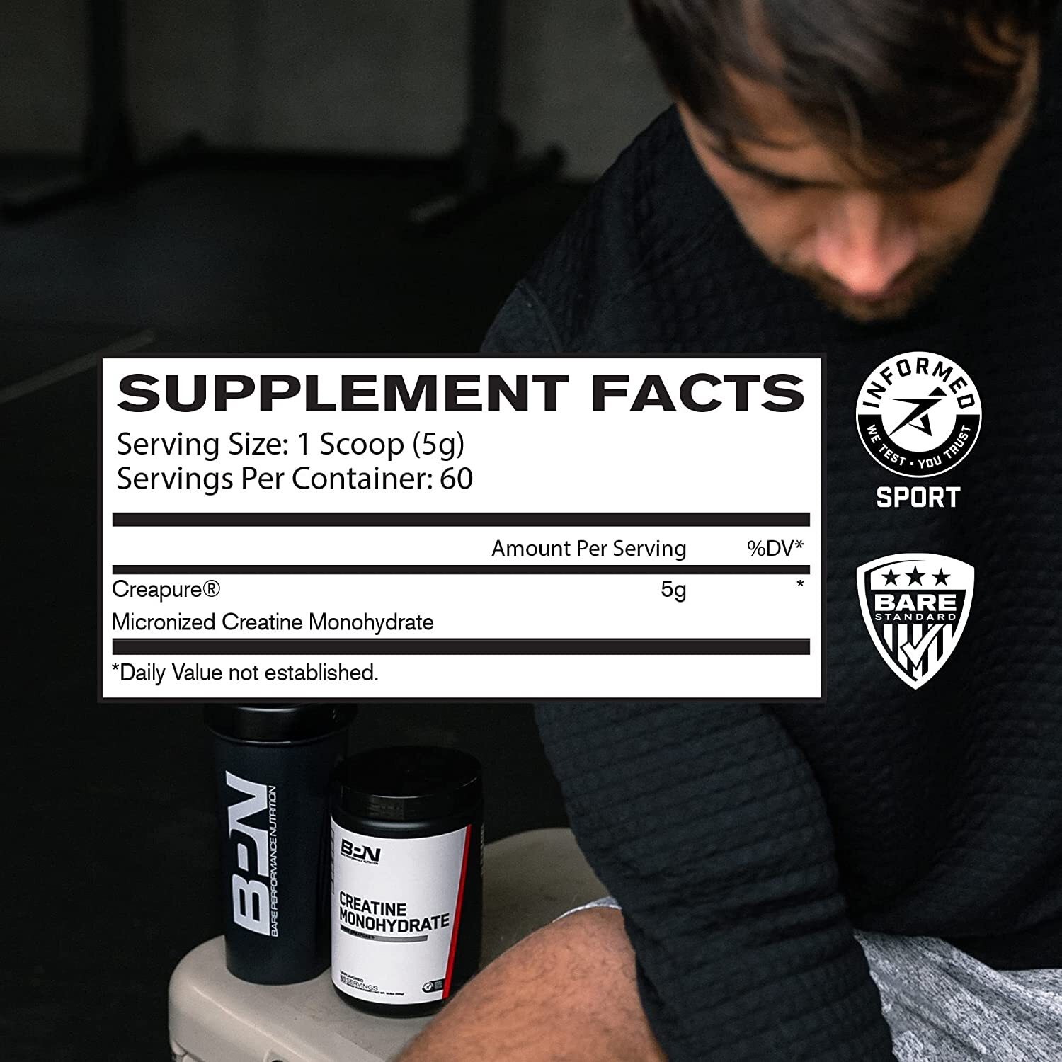 BPN Creatine Monohydrate with Creapure, Unflavored, Increase Muscle Mass
