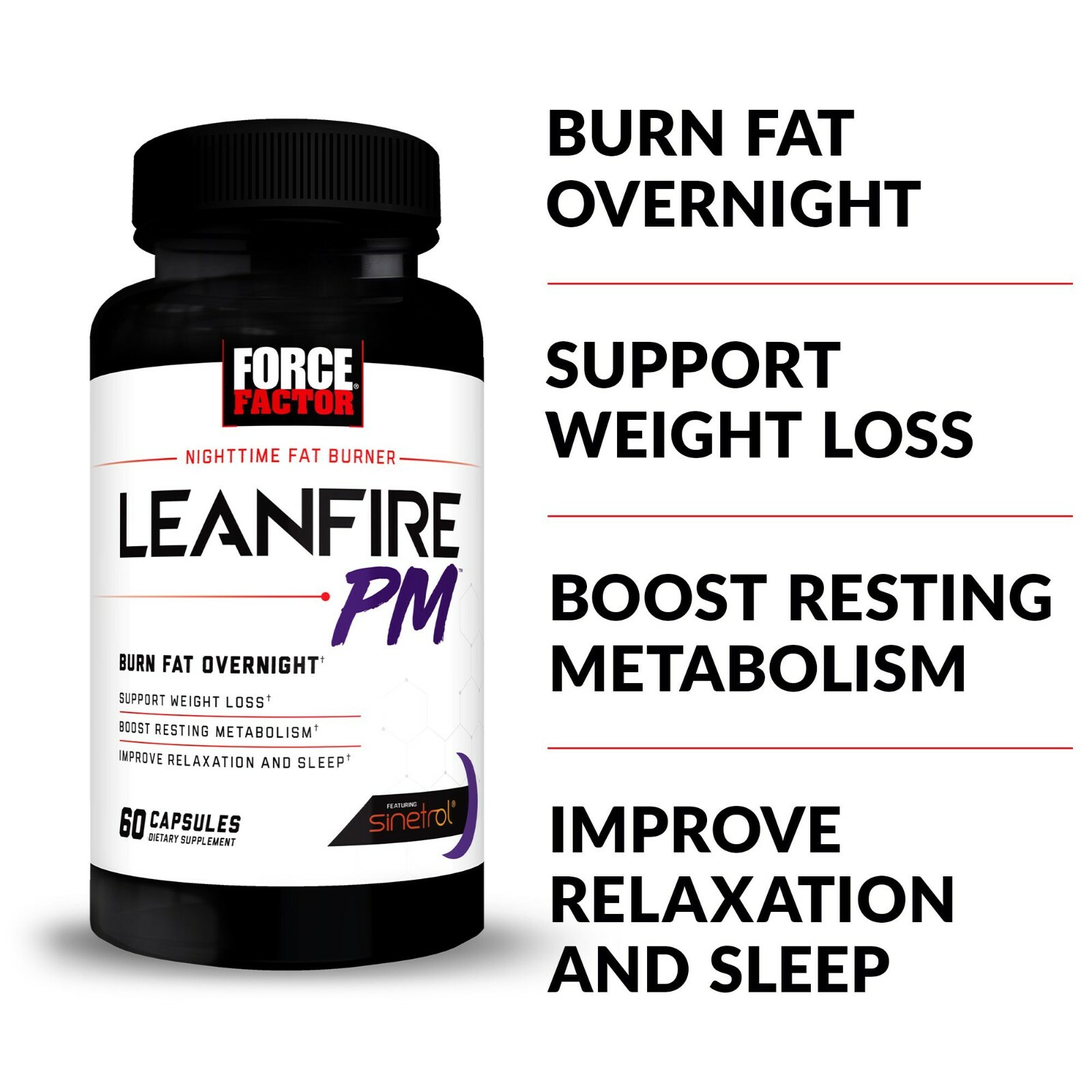 Force Factor LeanFire PM, Night Time Fat Burner, Lose Weight While you Sleep