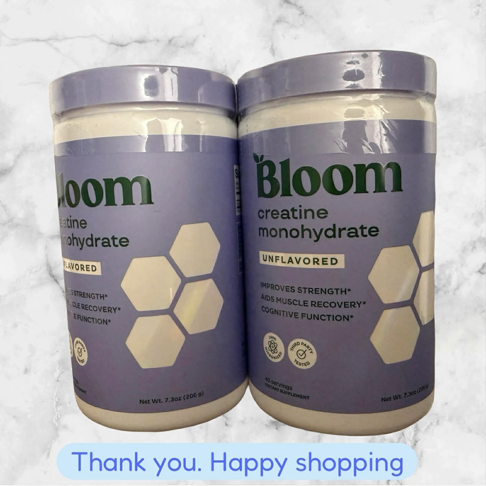 FOR 2 Bloom Nutrition Creatine Monohydrate Supplement Powder Unflavored 40 Svgs