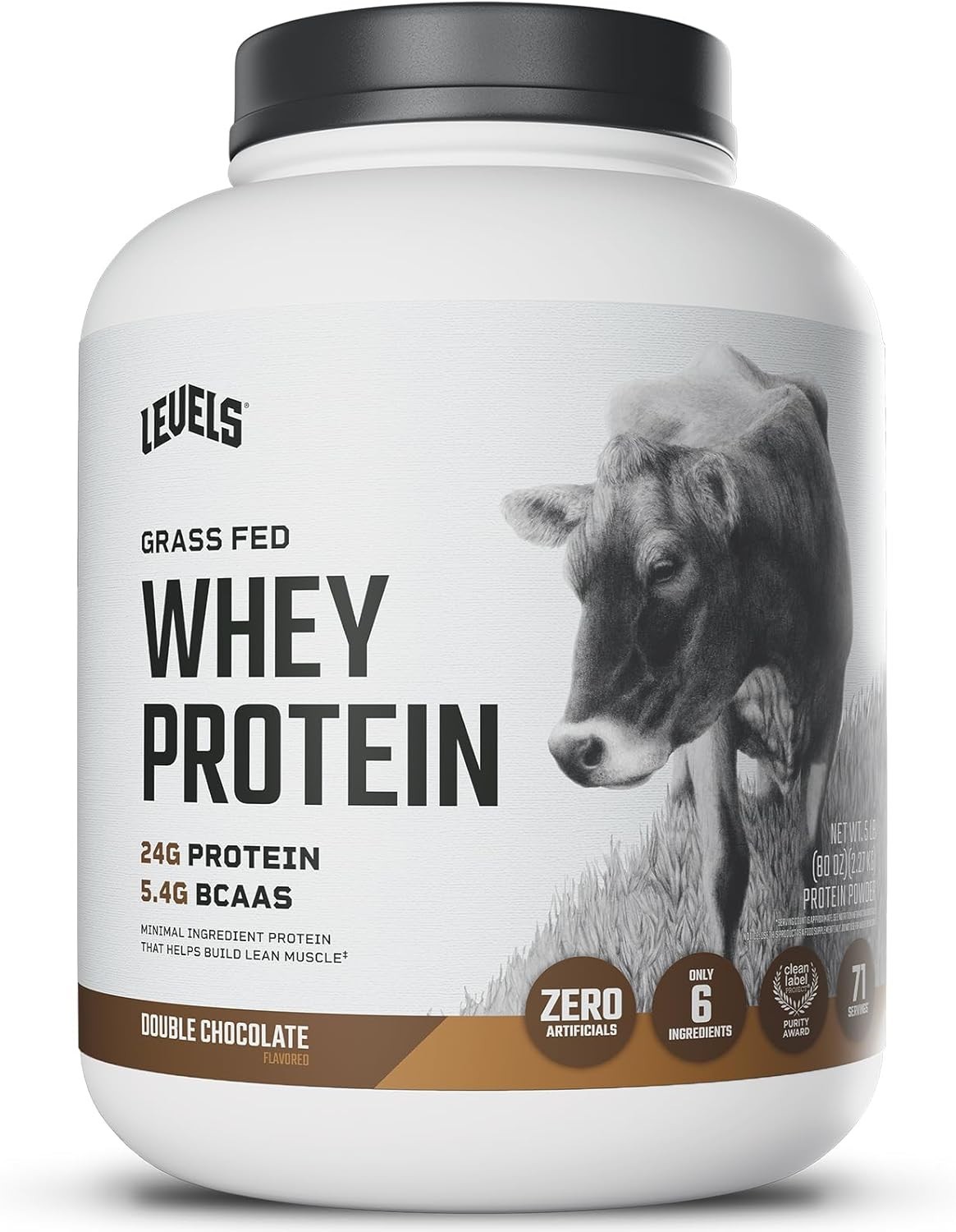 Levels Grass Fed Whey Protein Powder, No Artificials, 24G of Protein, Double Cho
