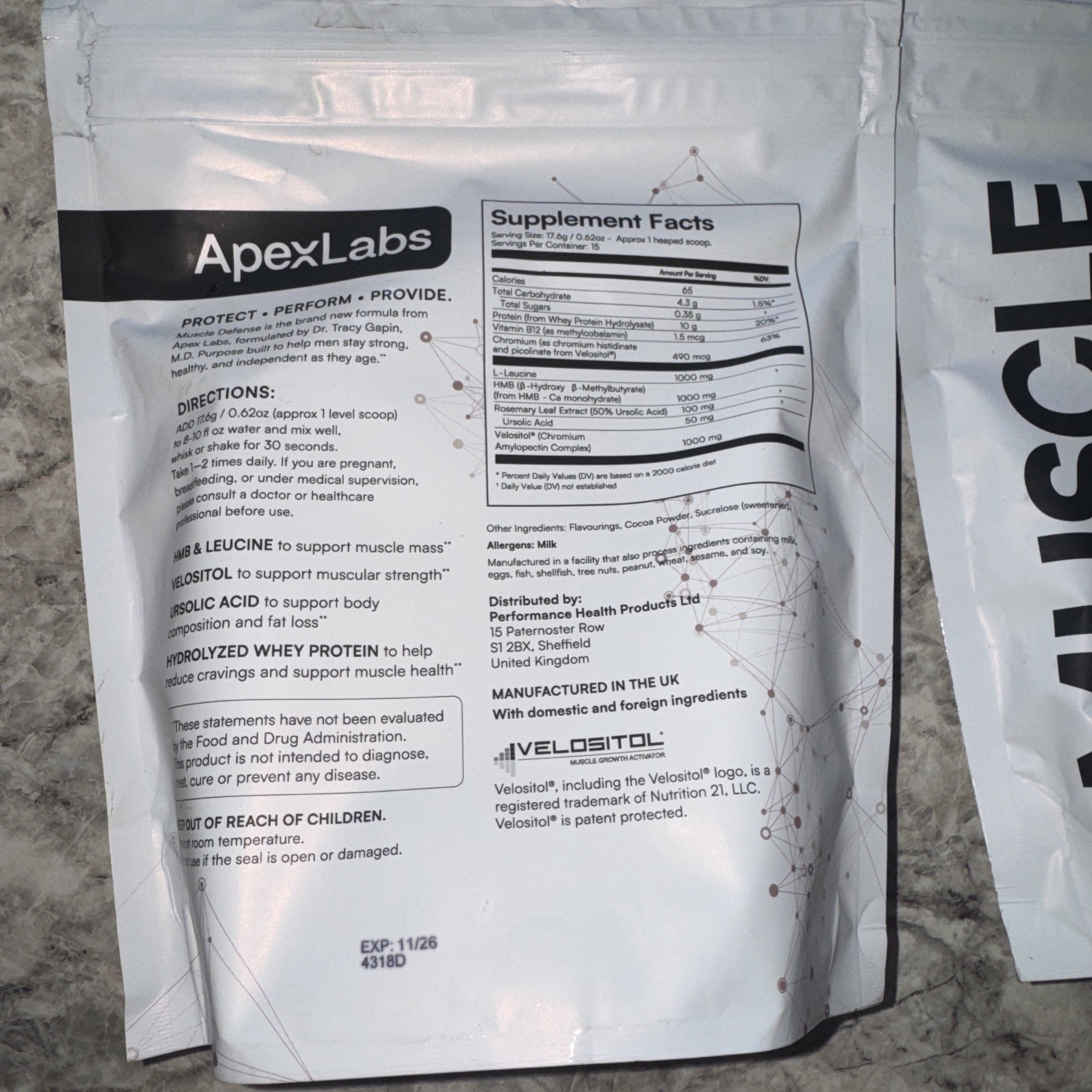 Muscle Defense Belgian Chocolate – ApexLabs Exp 11/26 2 – 9.3 Oz Bags