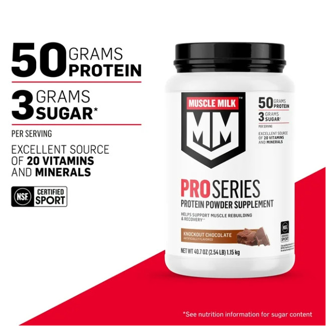 Muscle Milk Pro Series Protein Powder, Knockout Chocolate, 2 lb, 11 Servings