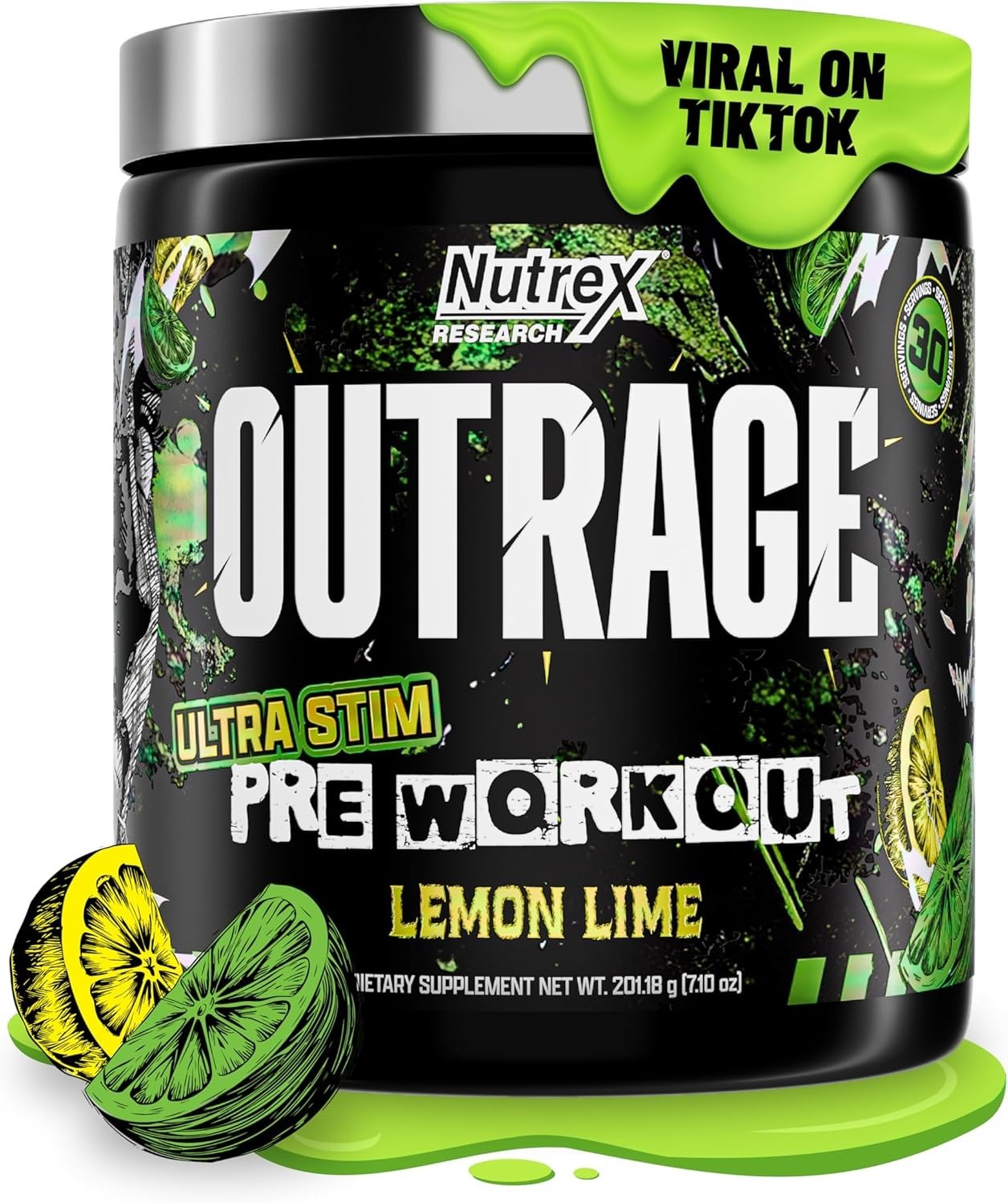 Outrage Ultra HIGH STIM Pre-Workout Powder for Men | 400mg Caffeine, L-Citrul