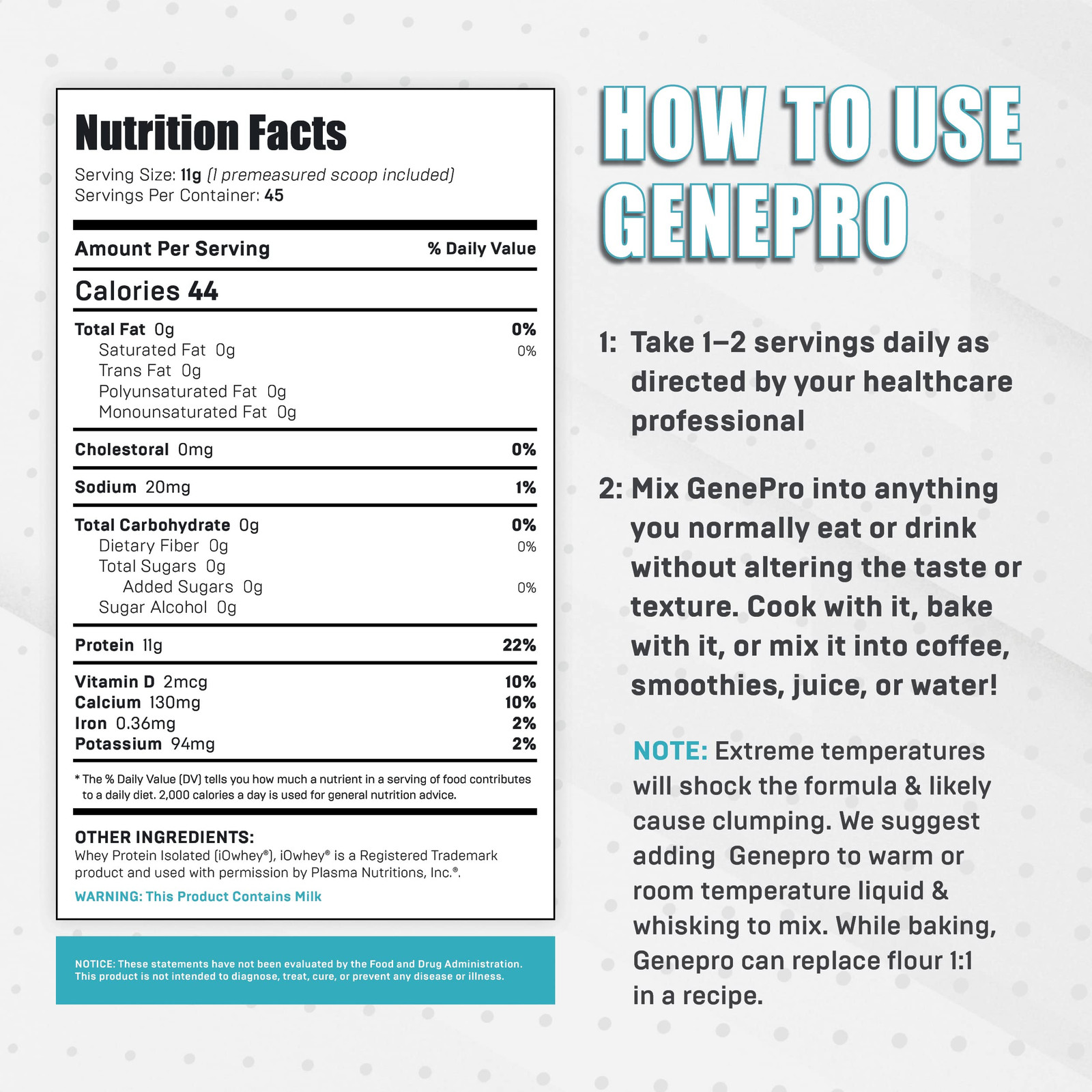 Unflavored Protein Powder – New Formula – Lactose-Free, Gluten-Free, & Non-GM…