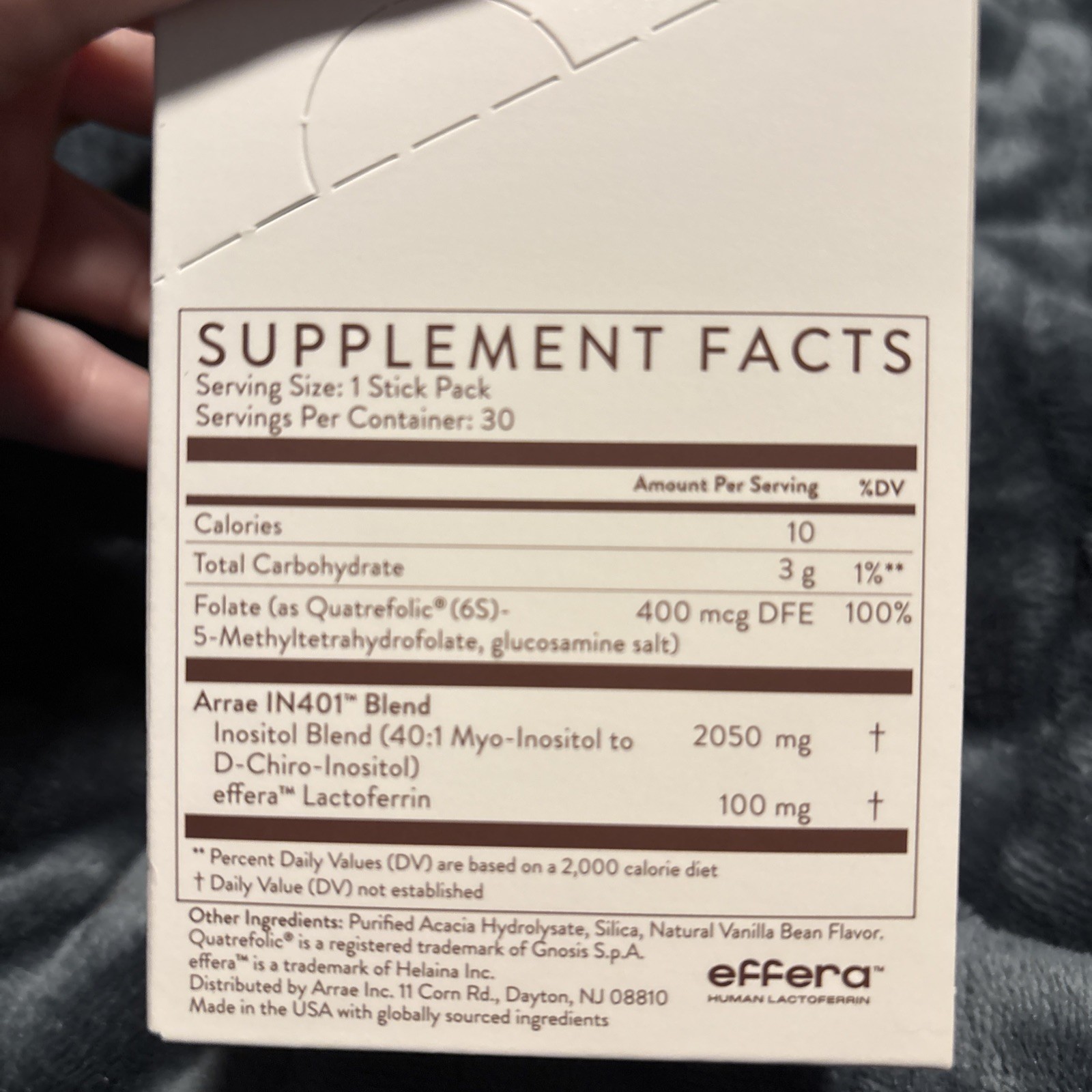 Arrae Inositol 30Ct Vanilla Women’s hormone and PMS support with Lactoferrin