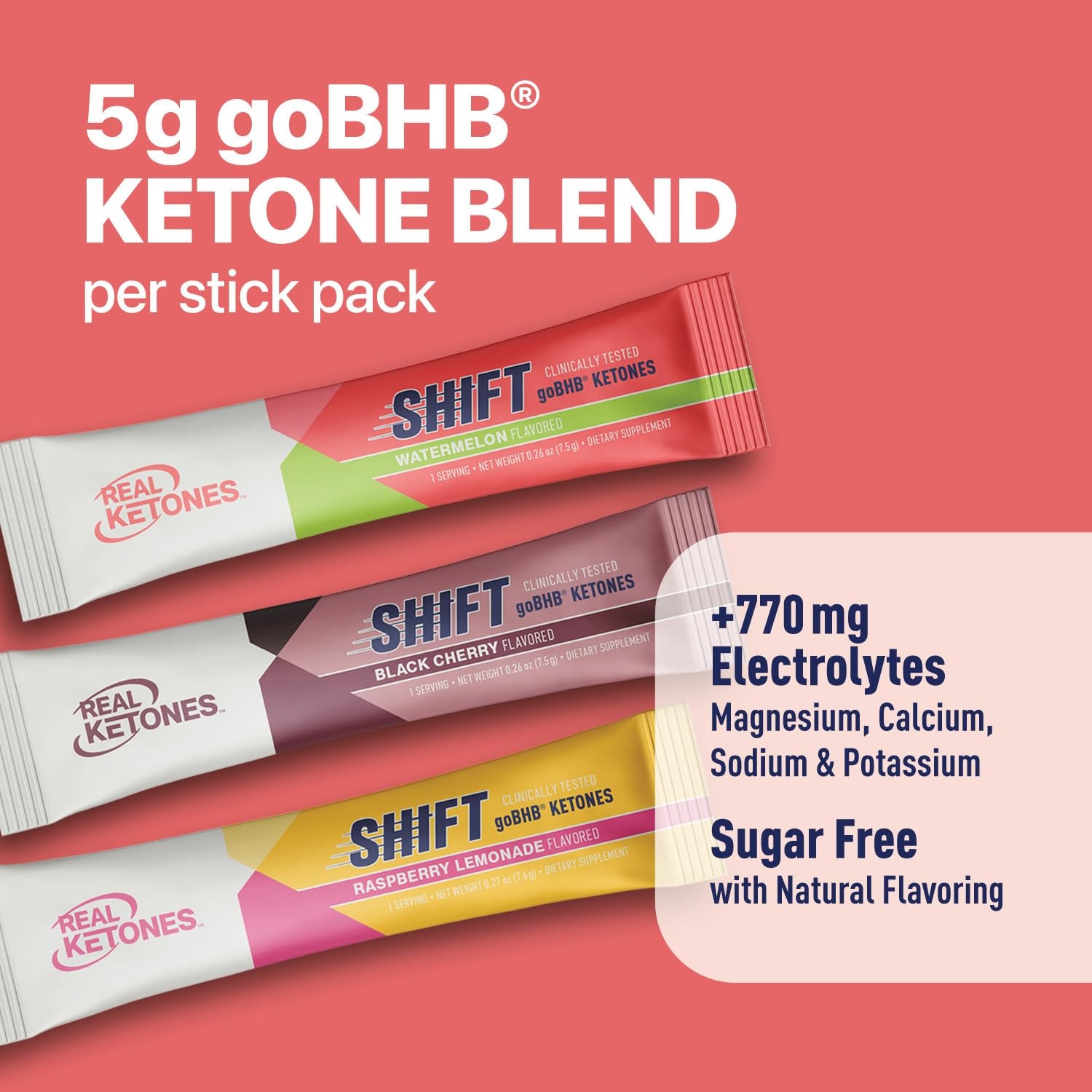 Real Ketones BHB Exogenous Ketones Drink Mix Packets Keto Electrolytes Powder