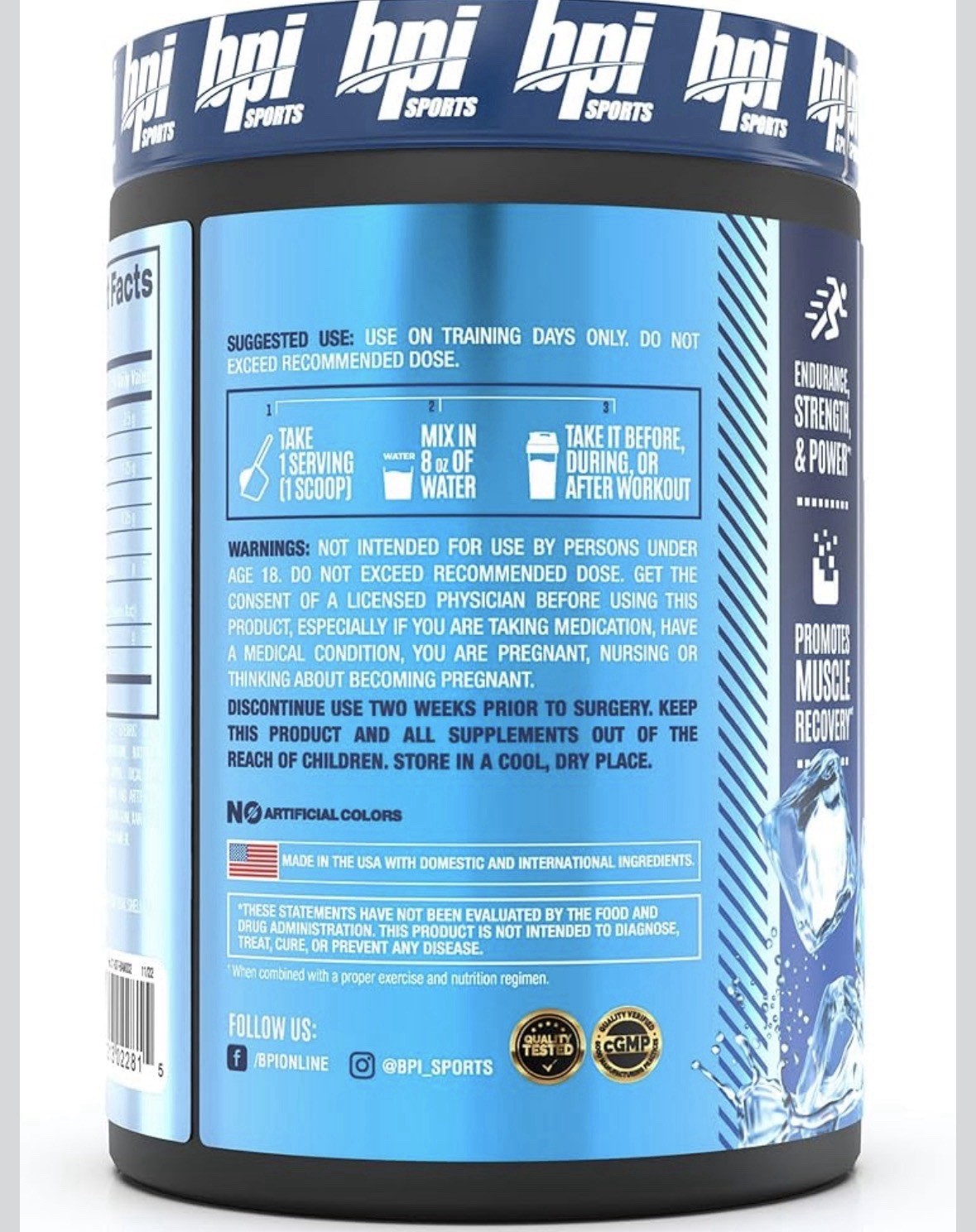 BPI Sports Best Aminos – BCAA Powder Post Workout & Glutamine Arctic Ice 8.82oz