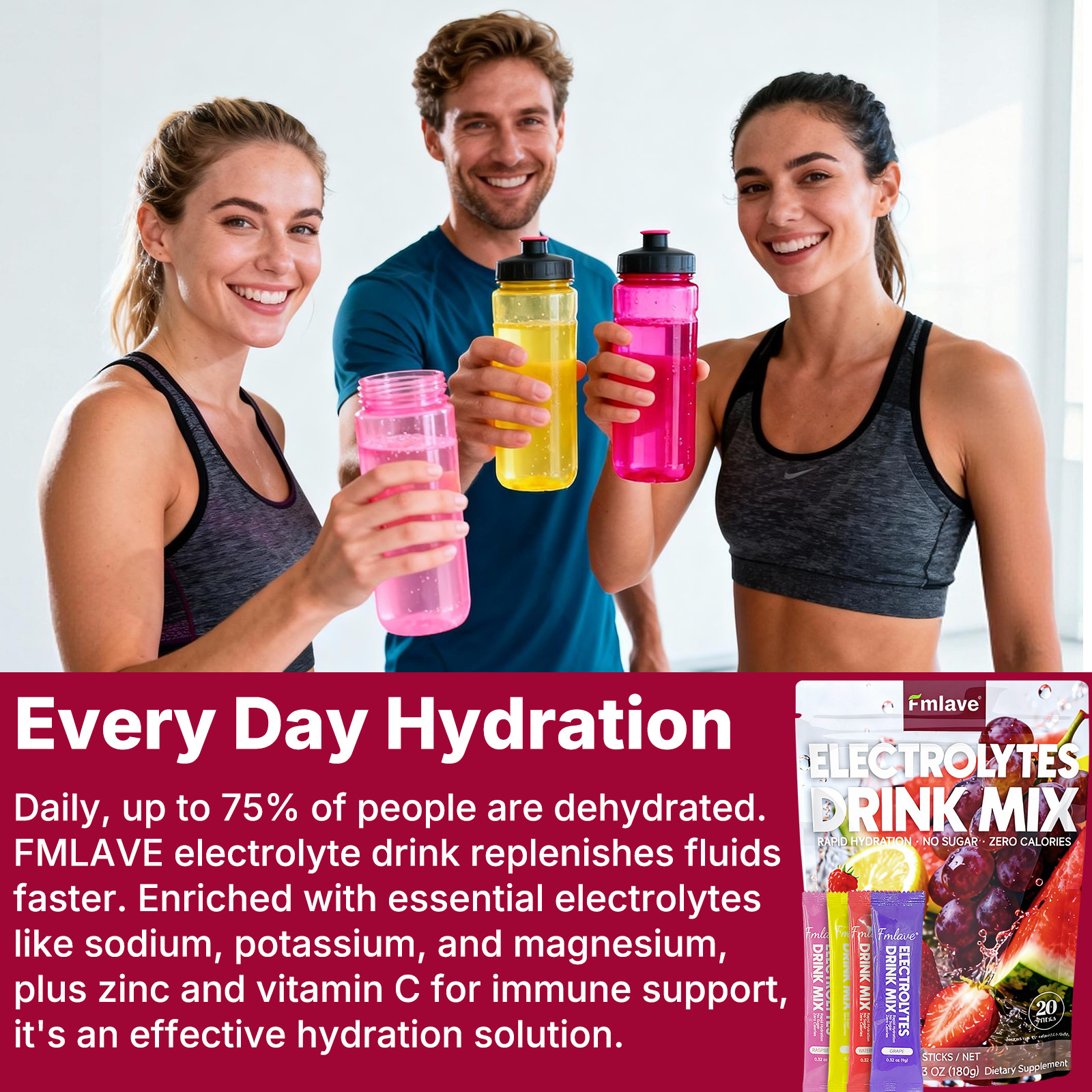 Hydration Mix Sport Drink Powder Sugar Free Essential Electrolyte 20 Sachets