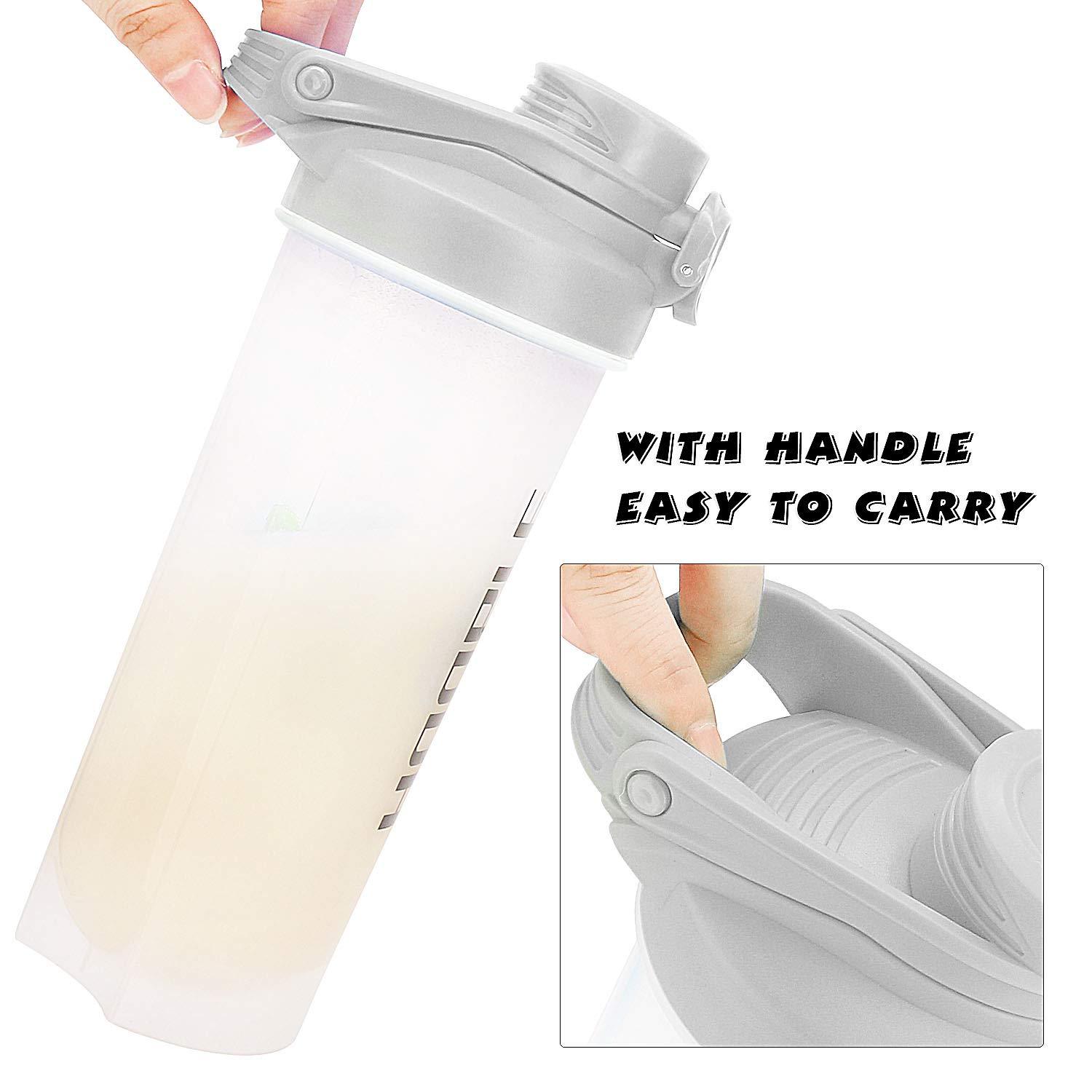 Protein Shaker Bottle Gym Sports Water Smoothie Mixer Cups Blending Ball 24 oz