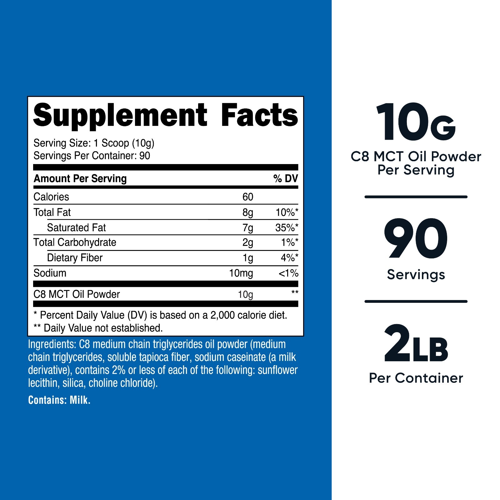 Nutricost C8 MCT Oil Powder 2LB (32oz) – 95% C8 MCT Oil Powder