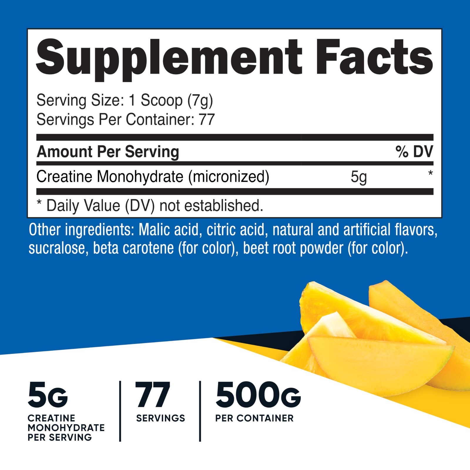 Creatine Monohydrate Powder – Pineapple Mango Flavor, 500g | Vegan, Gluten-Free,