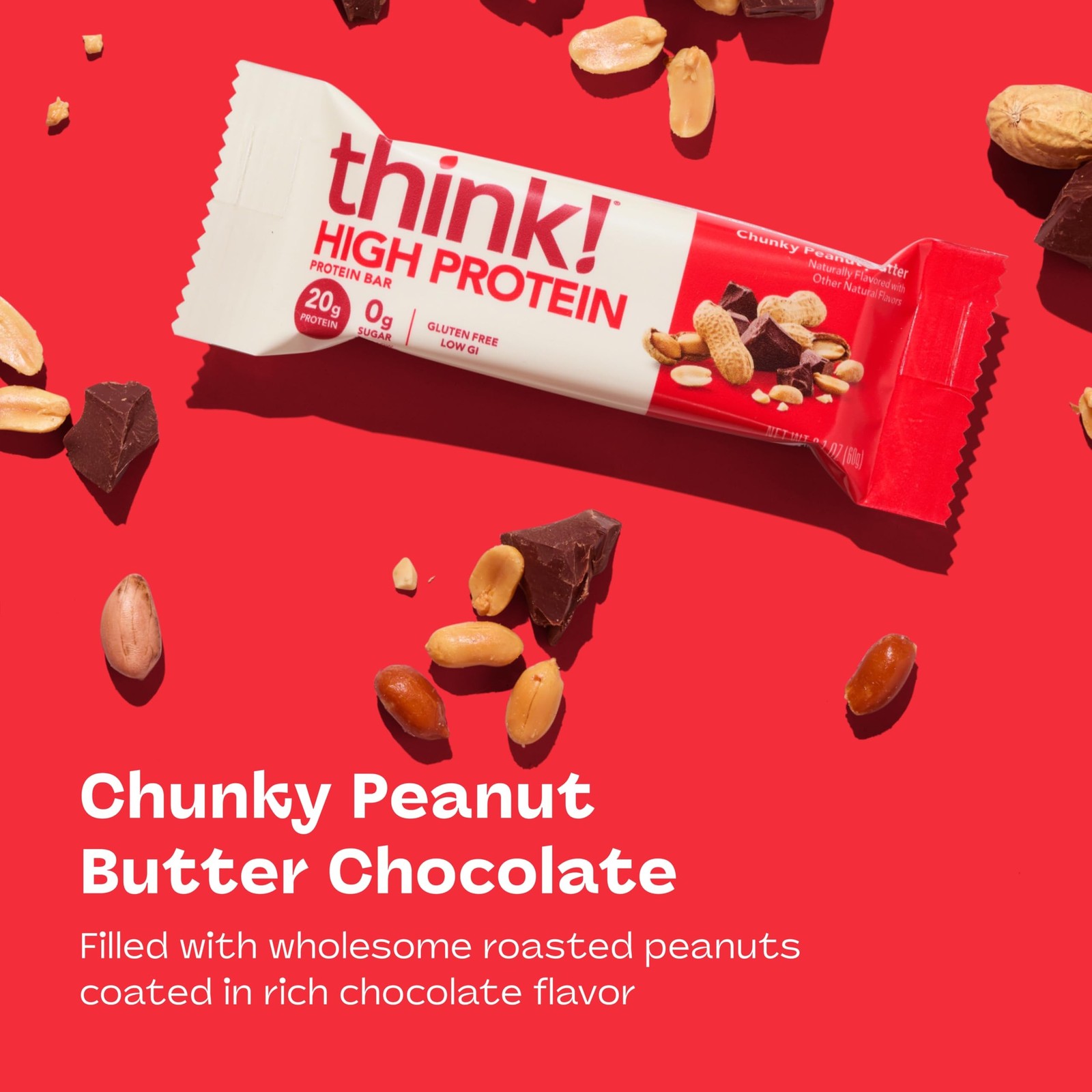 think! Protein Bars, High Protein Snacks, Gluten Free, Kosher Friendly, Chunk…