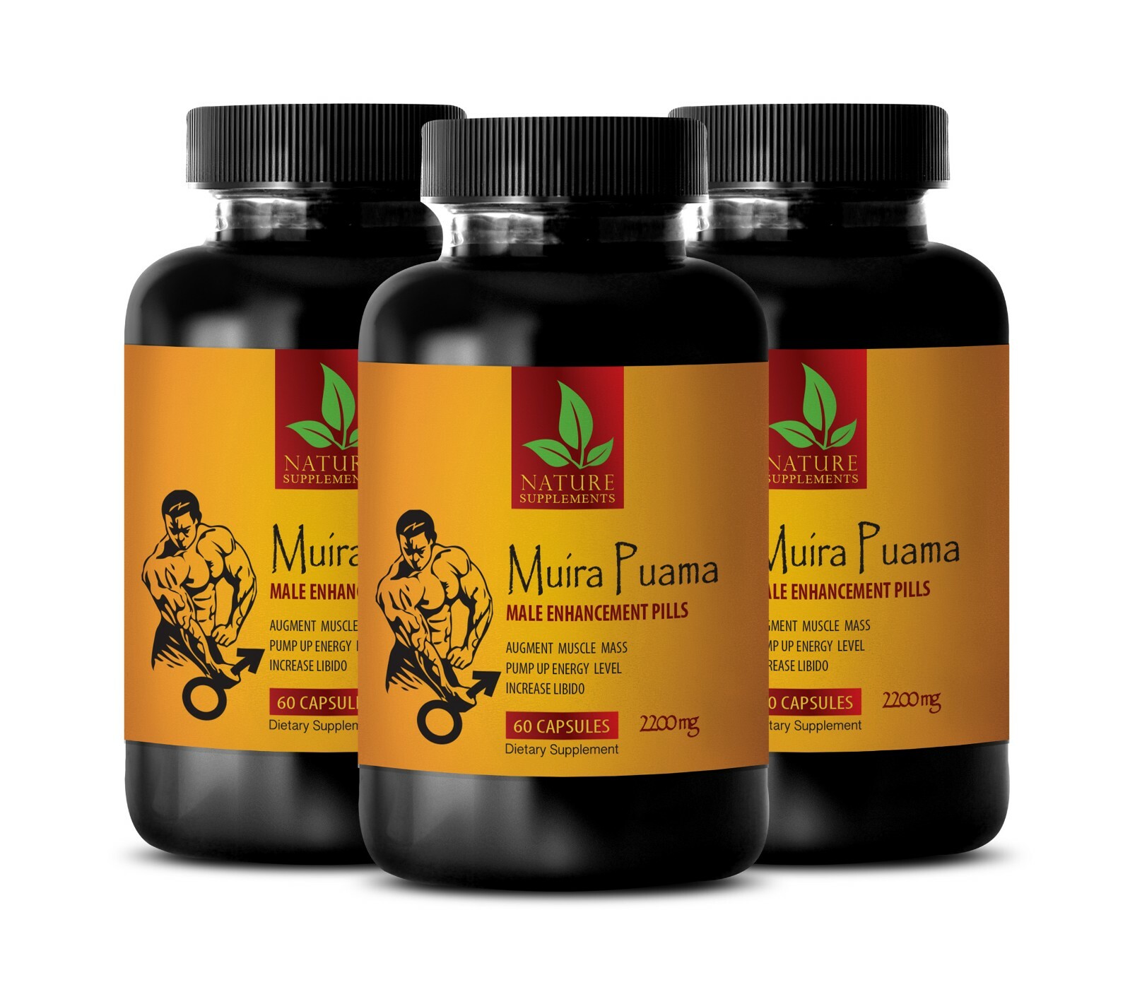 aphrodisiacs – MUIRA PUAMA 2200MG – gym supplements 180 Capsules 3 Bottles