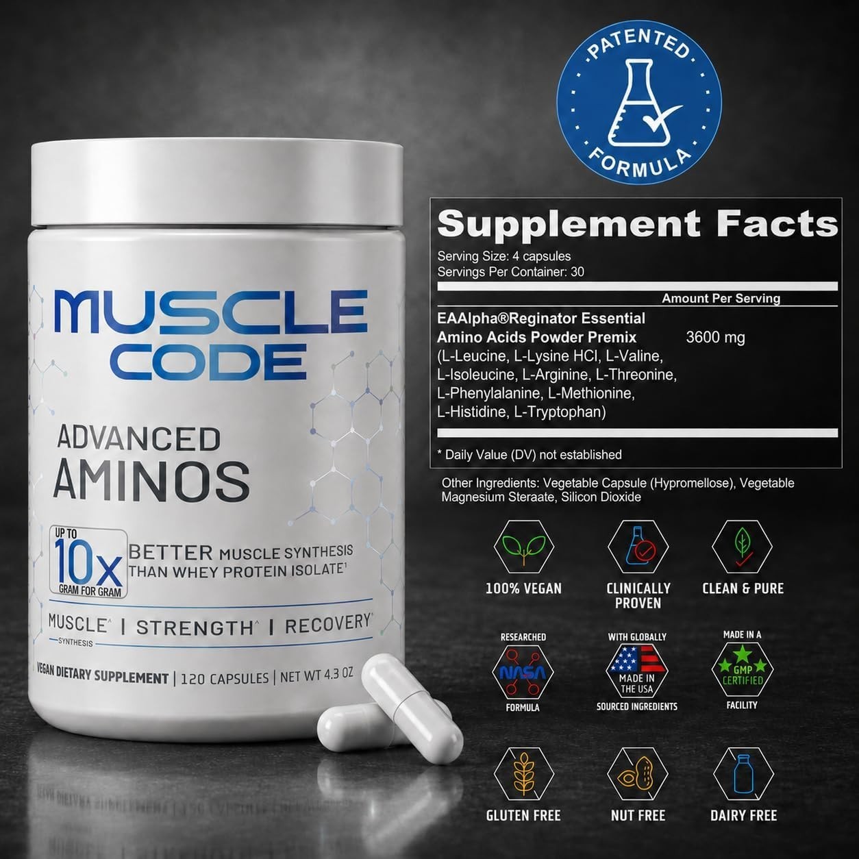 NAUTILUS Muscle Code Essential Amino Acid Capsules – Muscle Synthesis & Repair