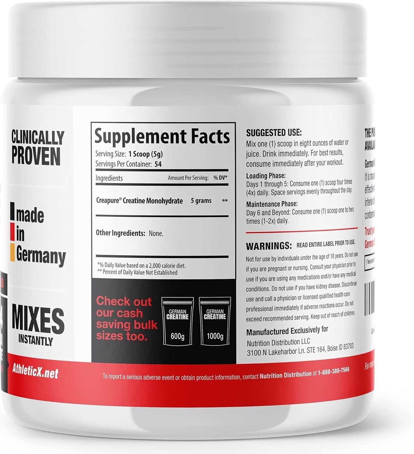 German Creatine – Micronized Creatine Monohydrate Powder, 99.99% Pure Creapure f