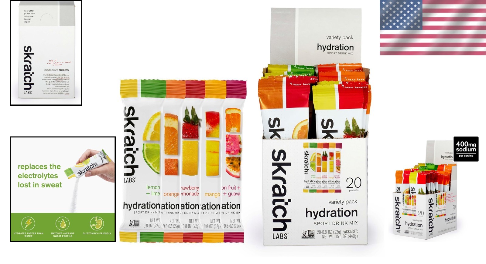 Hydration Packets Variety Pack – 20 Electrolyte Drink Mixes for Athletes
