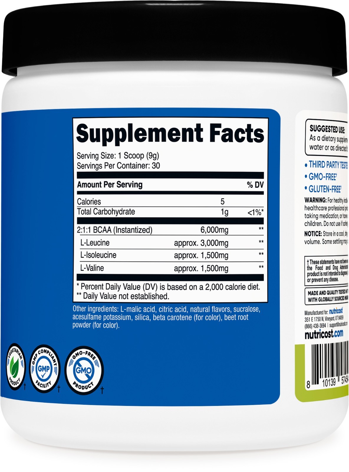 Nutricost BCAA Powder 2:1:1 (Peach Pear, 30 Servings)
