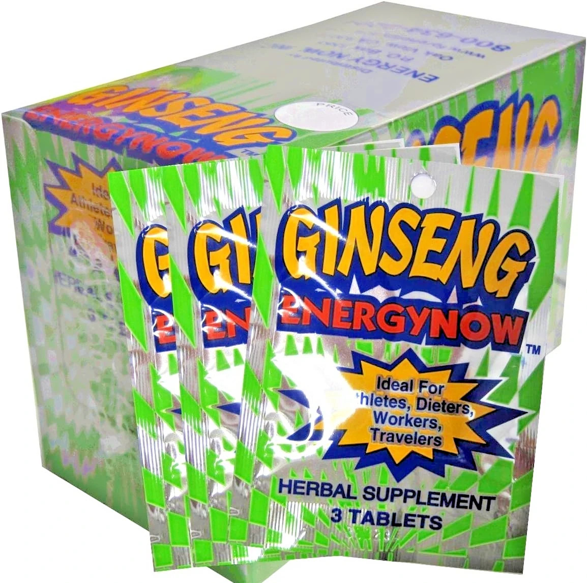 Energy Now Ginseng Herbal Supplements 24 Packs 3 Pills In Each Pack