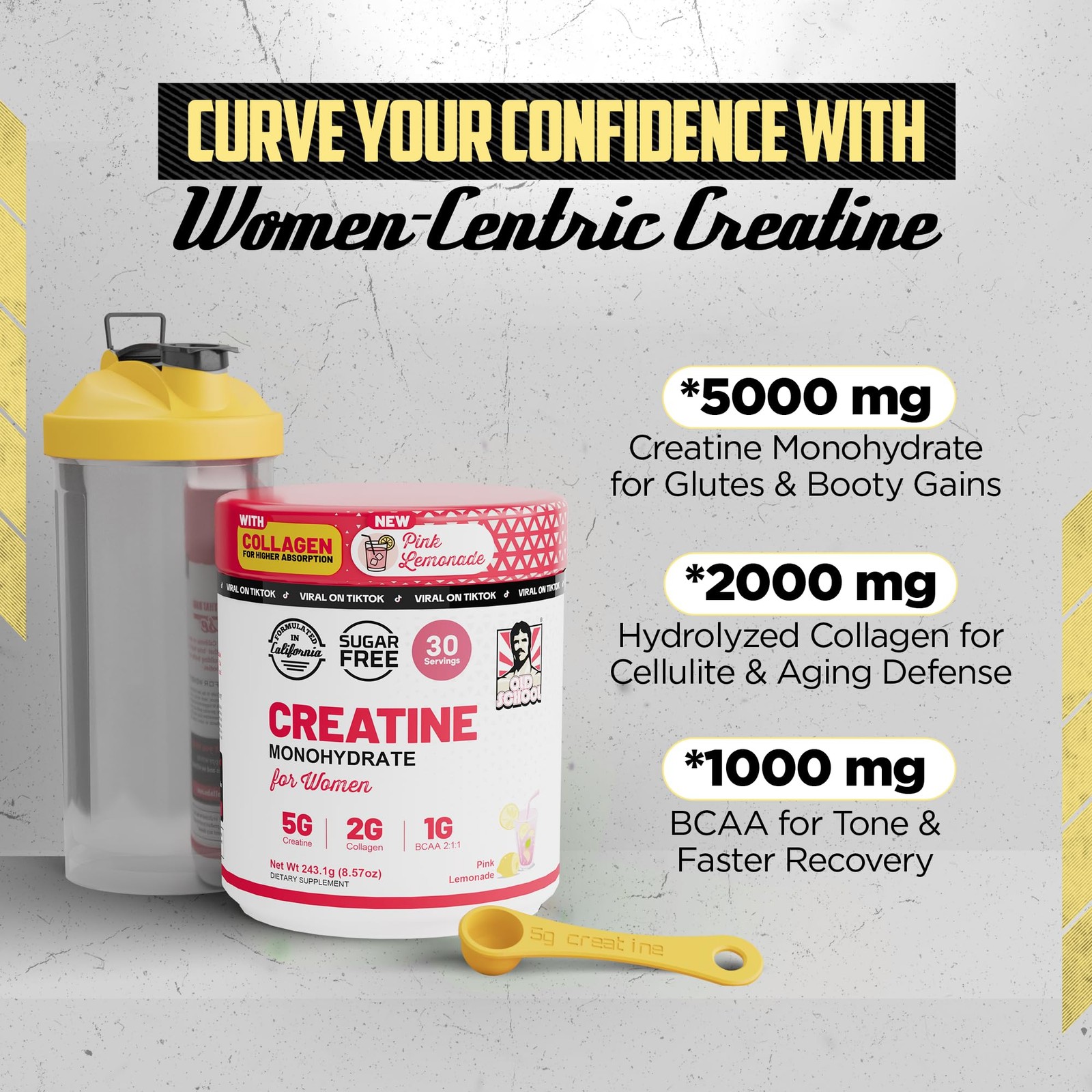 Creatine for Women–Post-Workout Supplement with 5000mg Creatine Monohydrate P…
