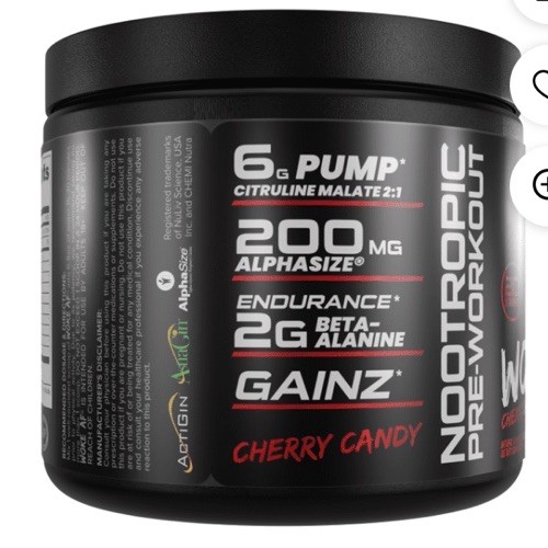 Bucked Up – Woke AF – “CHERRY CANDY” Flavor Nootropic Preworkout – Exp 01/2027