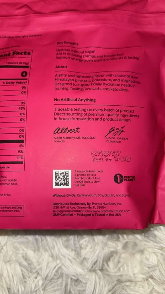 PROMIX Electrolyte Drink Mix Salted Raspberry Hydration Supplement