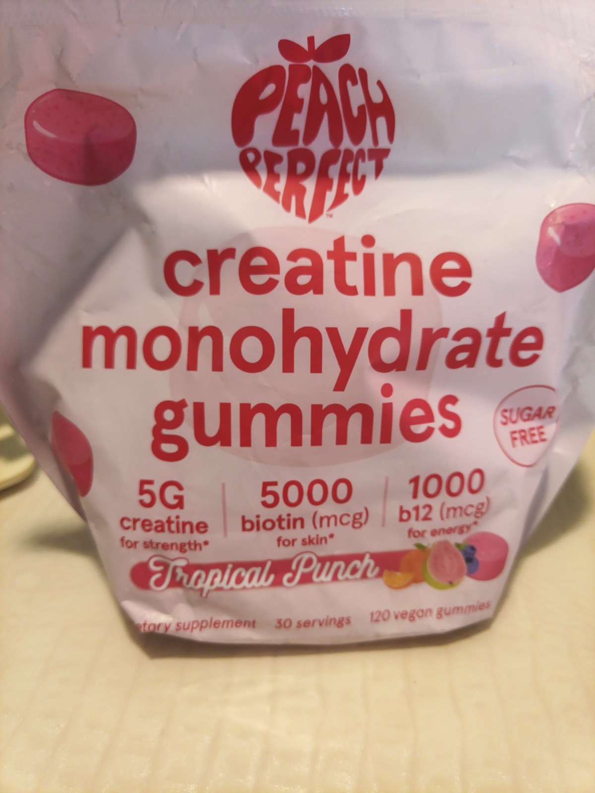 Peach Perfect Creatine Gummies 5g Tropical Fruit- Expires 6/27