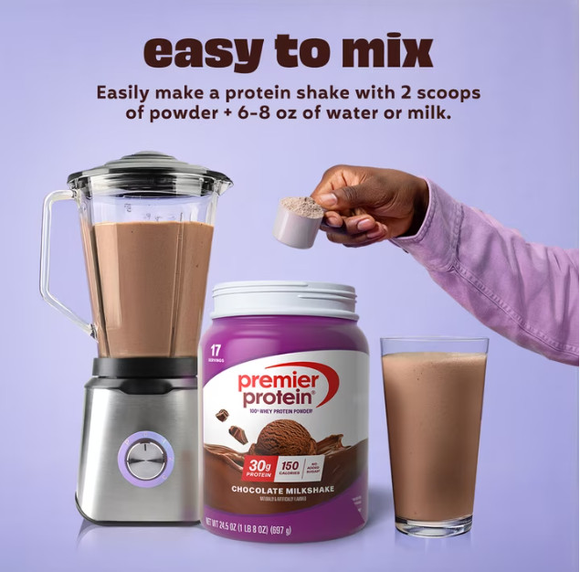 Premier Protein 100% Whey Protein Powder Chocolate Milkshake 30g 24.5 oz