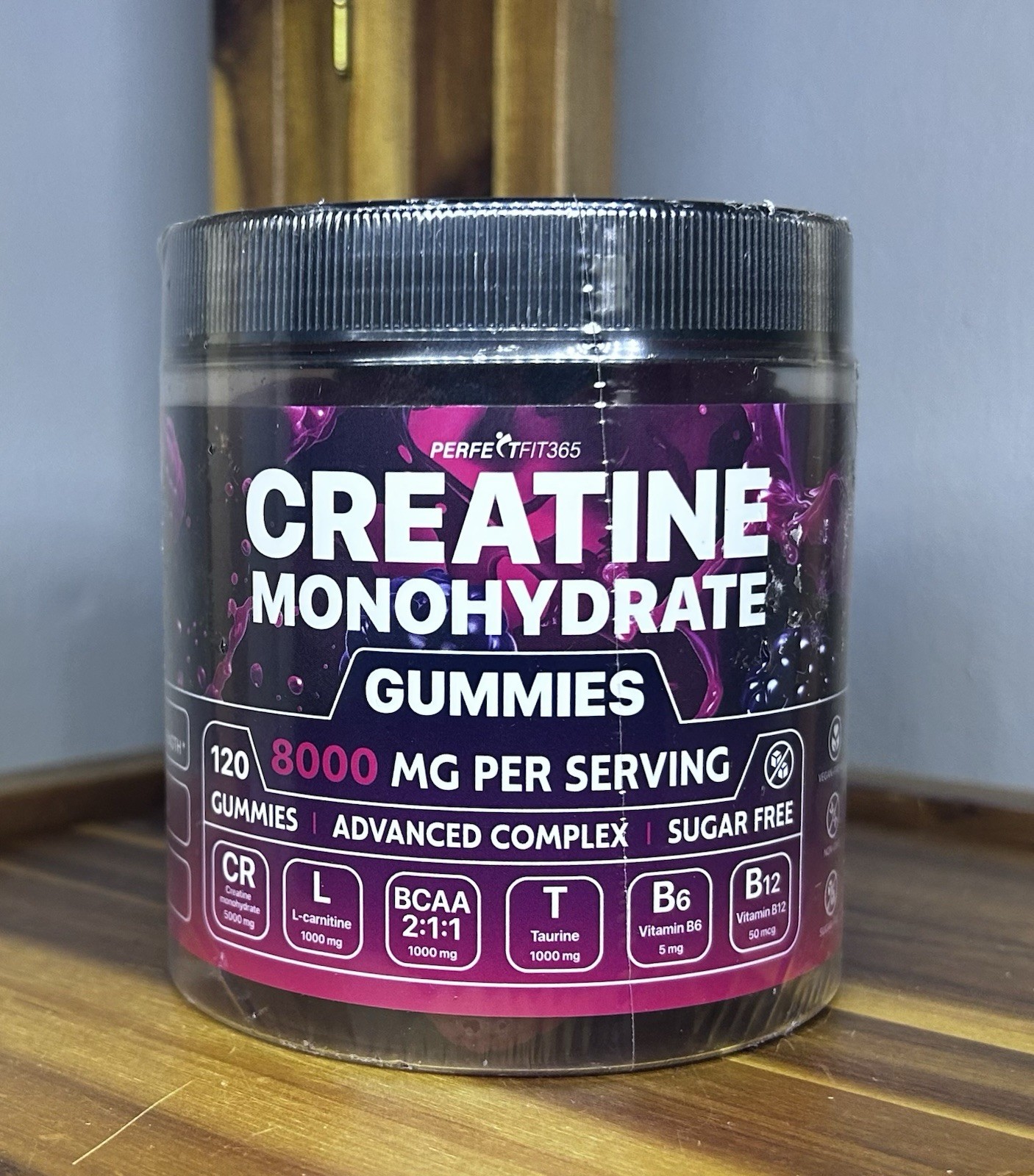 Perfectfit365 Creatine Monohydrate Gummies 8000 MG. Sugar Free- 120 Count-