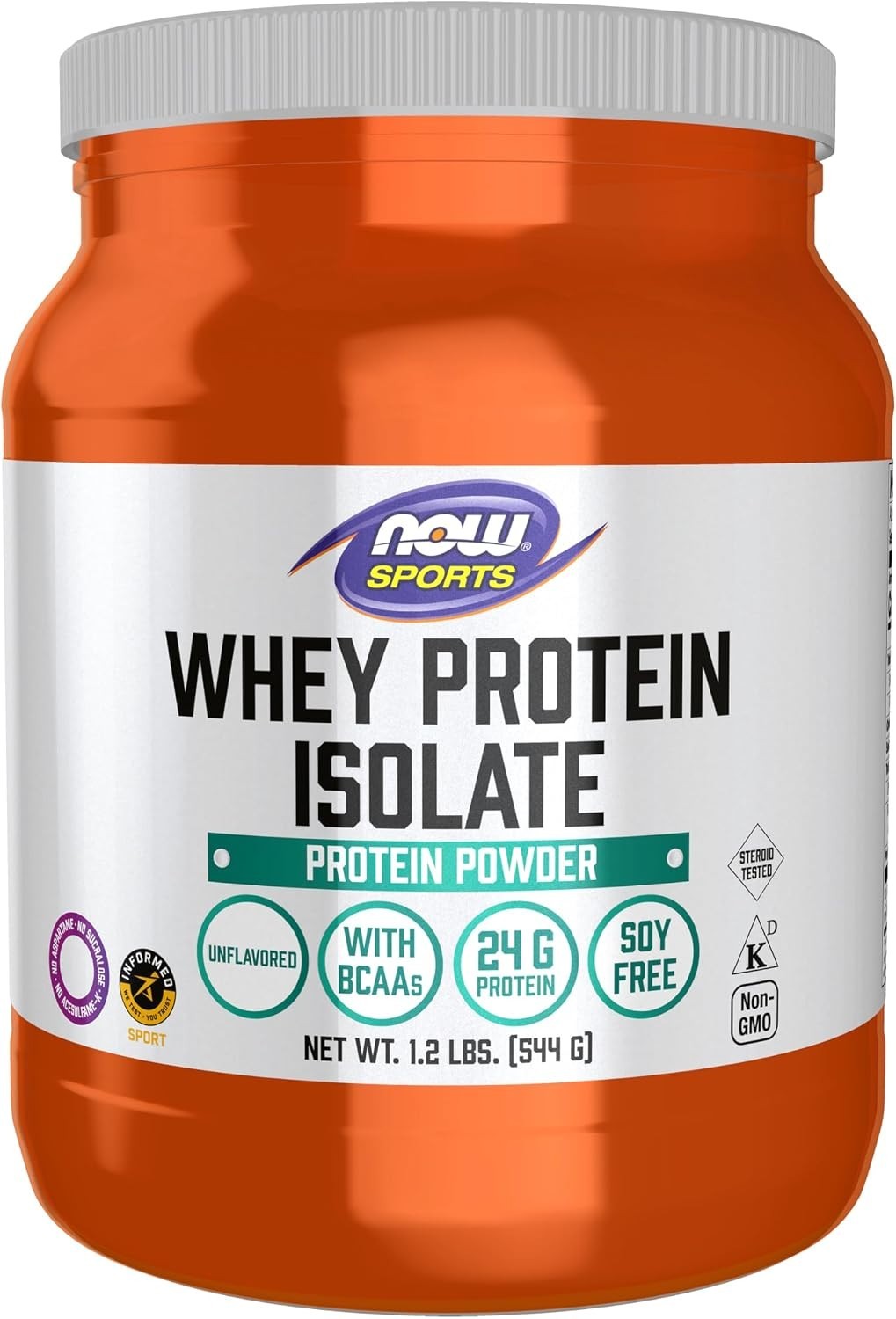 Whey Protein Isolate Powder 1.2 lb Unflavored 25g Protein BCAAs Sports Nutrition