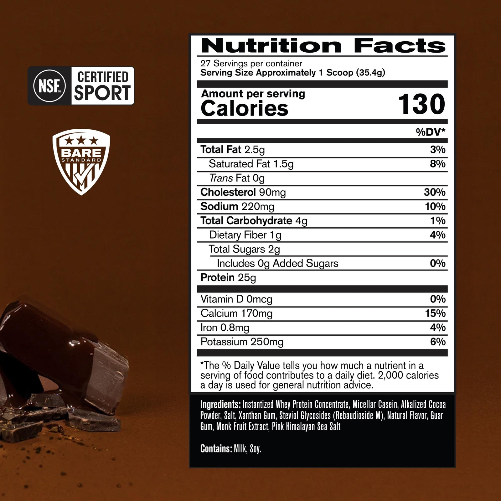 BARE PERFORMANCE NUTRITION BPN Whey Protein + Casein Protein Powder Blend Fud…