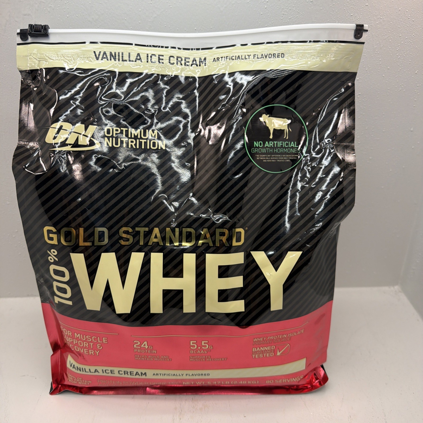 Optimum Nutrition Gold Standard 100% Whey Protein, Vanilla Ice Cream 5.47 lbs