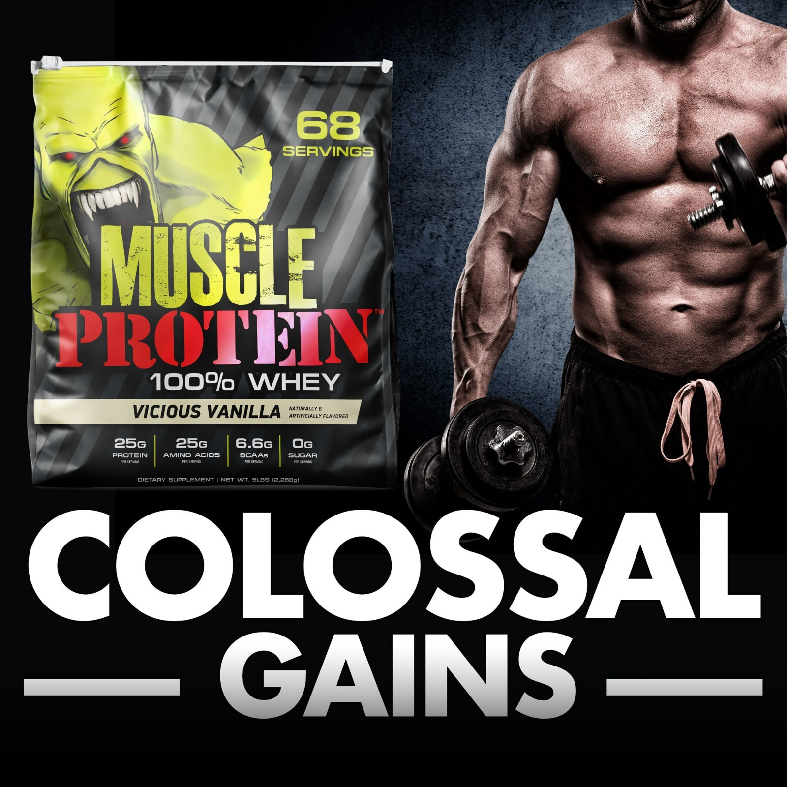 Muscle Whey Protein Powder, Muscle Gain High-Quality Supplement, 10LB