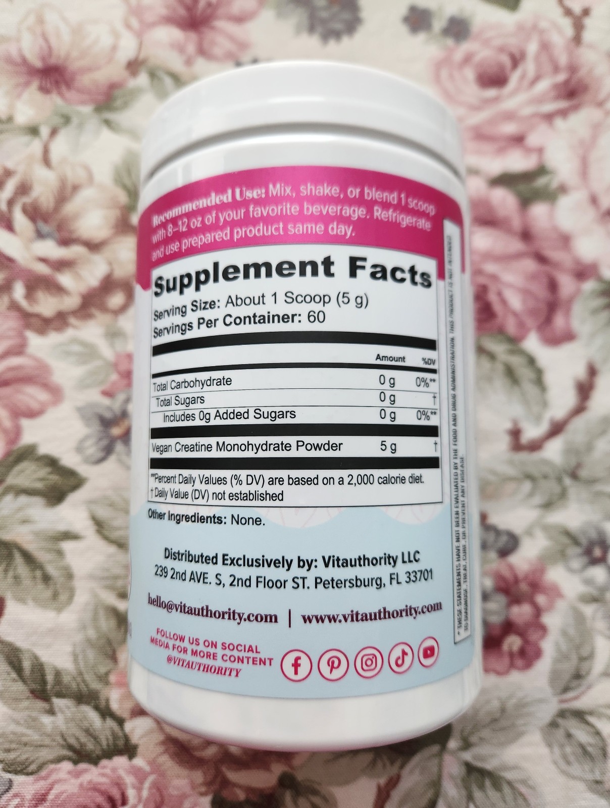 Vitauthority Women’s Micronized Creatine Monohydrate Powder ~ UNFLAVORED