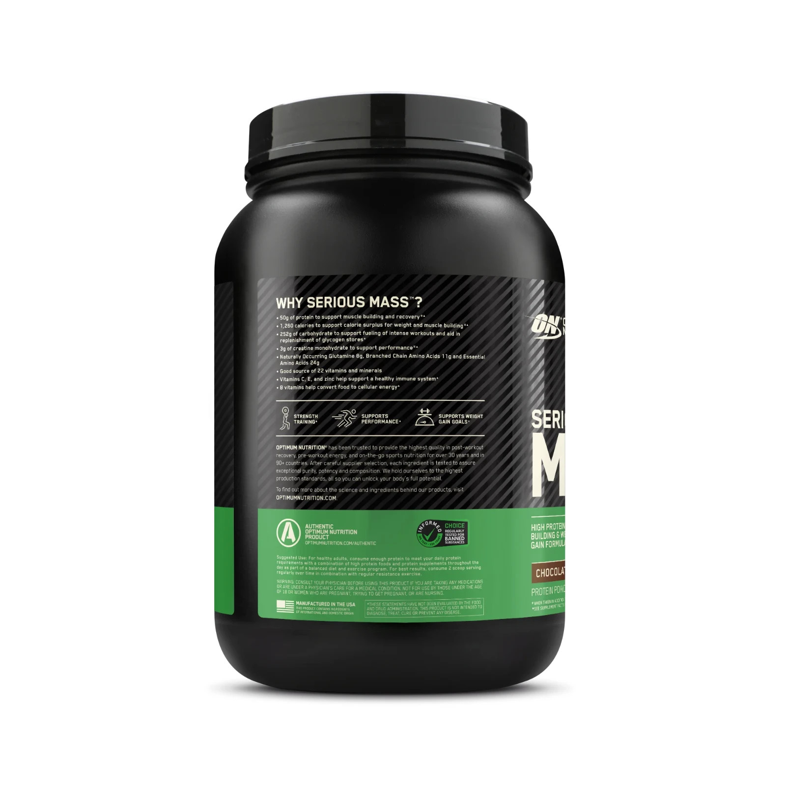 Optimum Nutrition Serious Mass, Chocolate, Weight Gainer Protein Powder, 3 lb