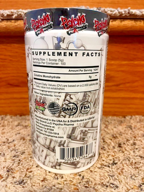 Psycho Pharma Creatine Monohydrate Unflavored 500g 100 Servings New Sealed