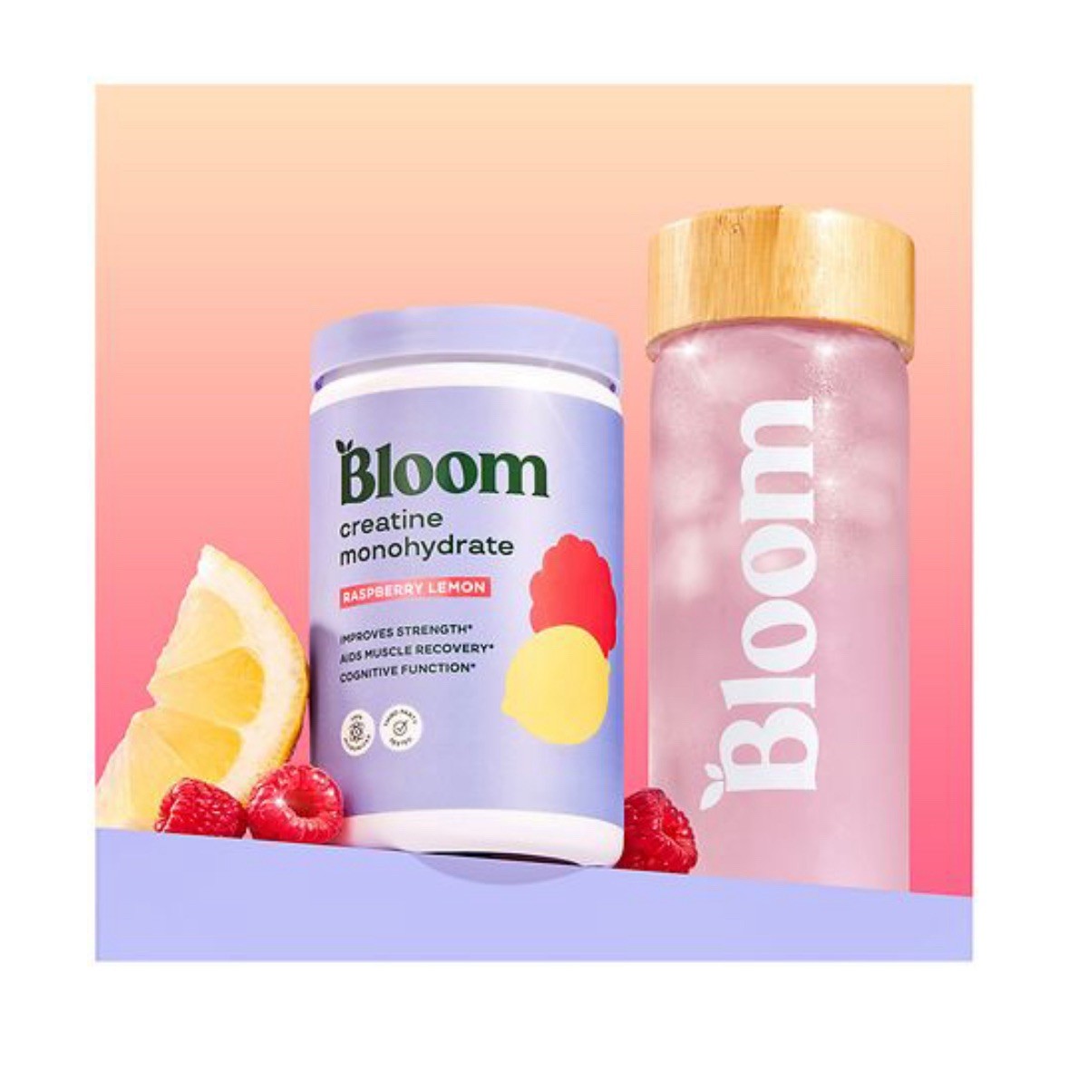 Bloom Nutrition Creatine Monohydrate Powder 9 oz Raspberry Lemon 40 Servings NEW