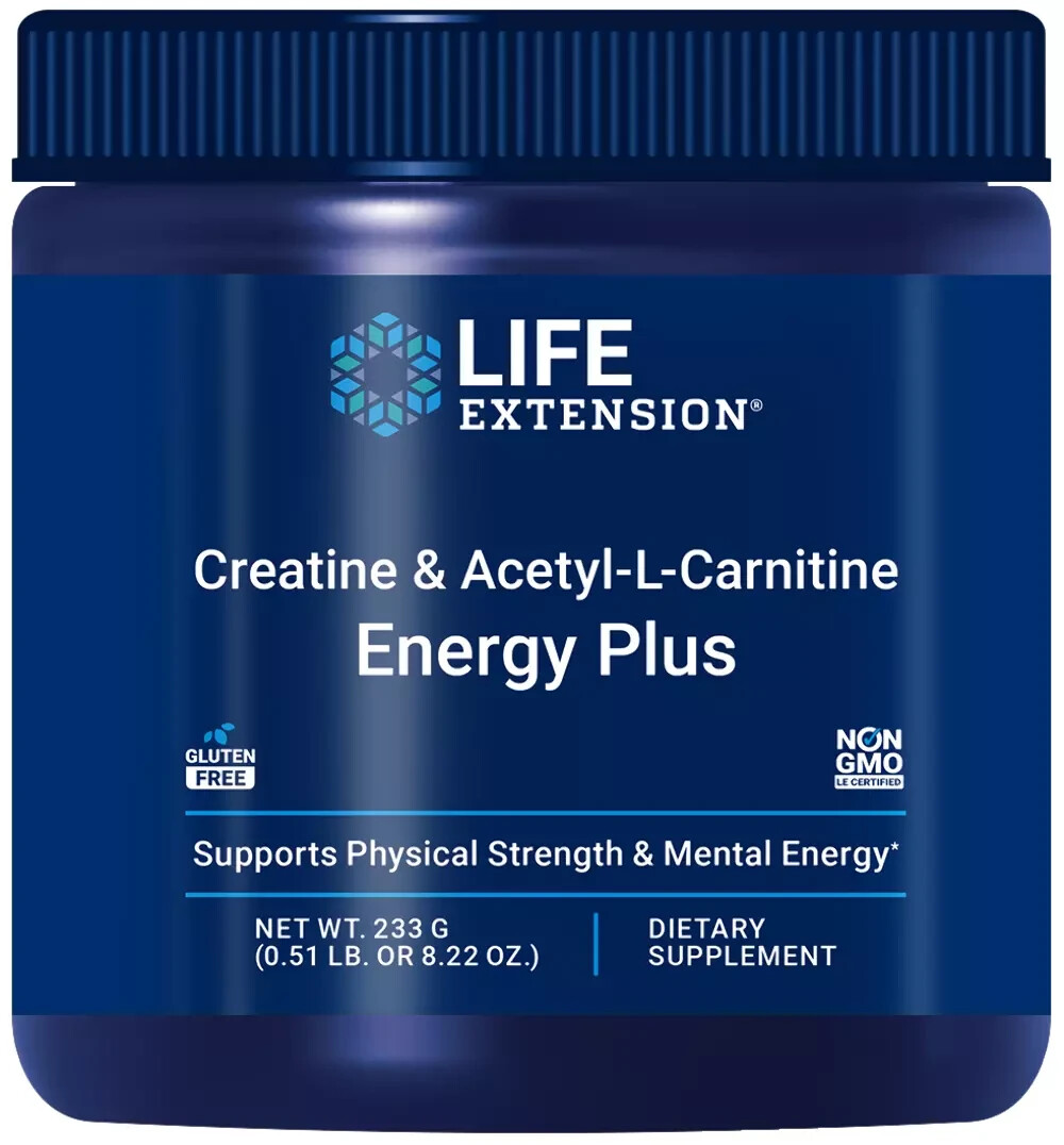 Creatine + Acetyl-L-Carnitine Energy Plus Life Extension 5000 mg Ex 10/26 Sealed