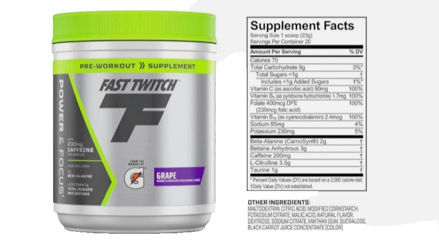LOT OF 3 Fast Twitch Gatorade Pre Workout Powder Supplement Grape 16.2 oz 6-25